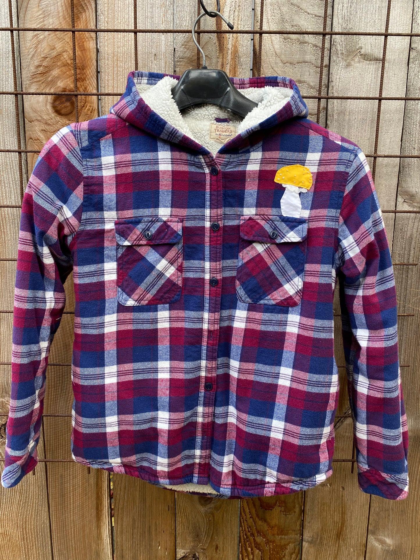 Bolete and Amanita Insulated Flannel Hoodie with Pockets, Women's Medium