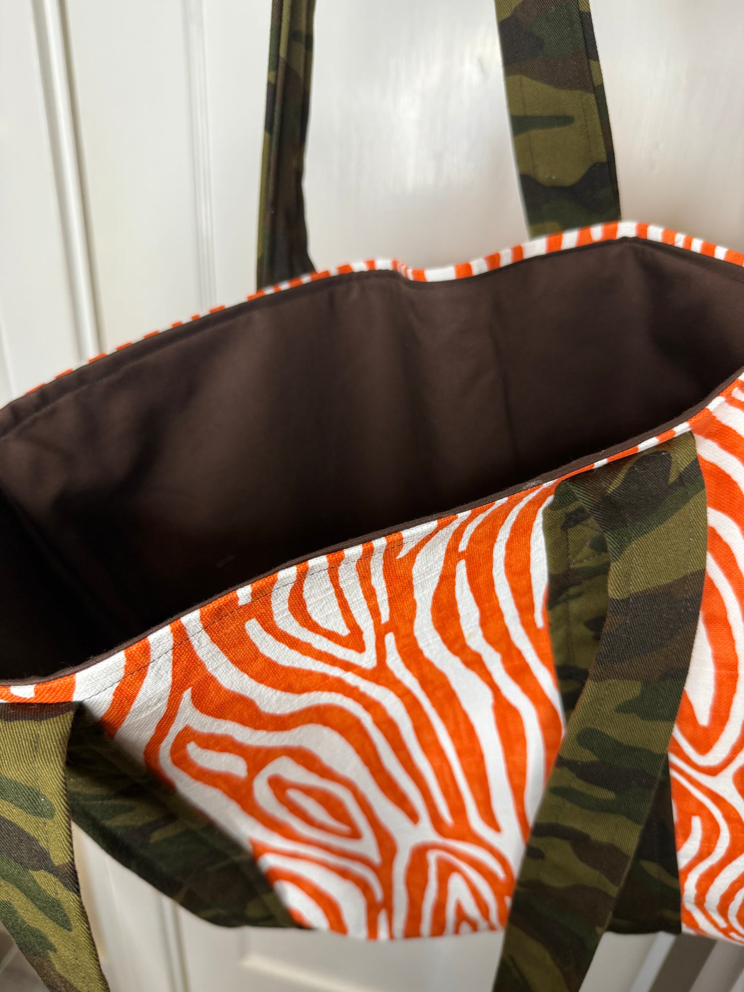 Wood Grain and Camo Tote Bag
