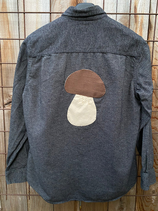 flannel shirt with hand sewn boletes