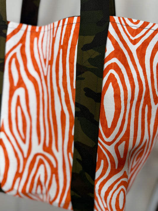Wood Grain and Camo Tote Bag