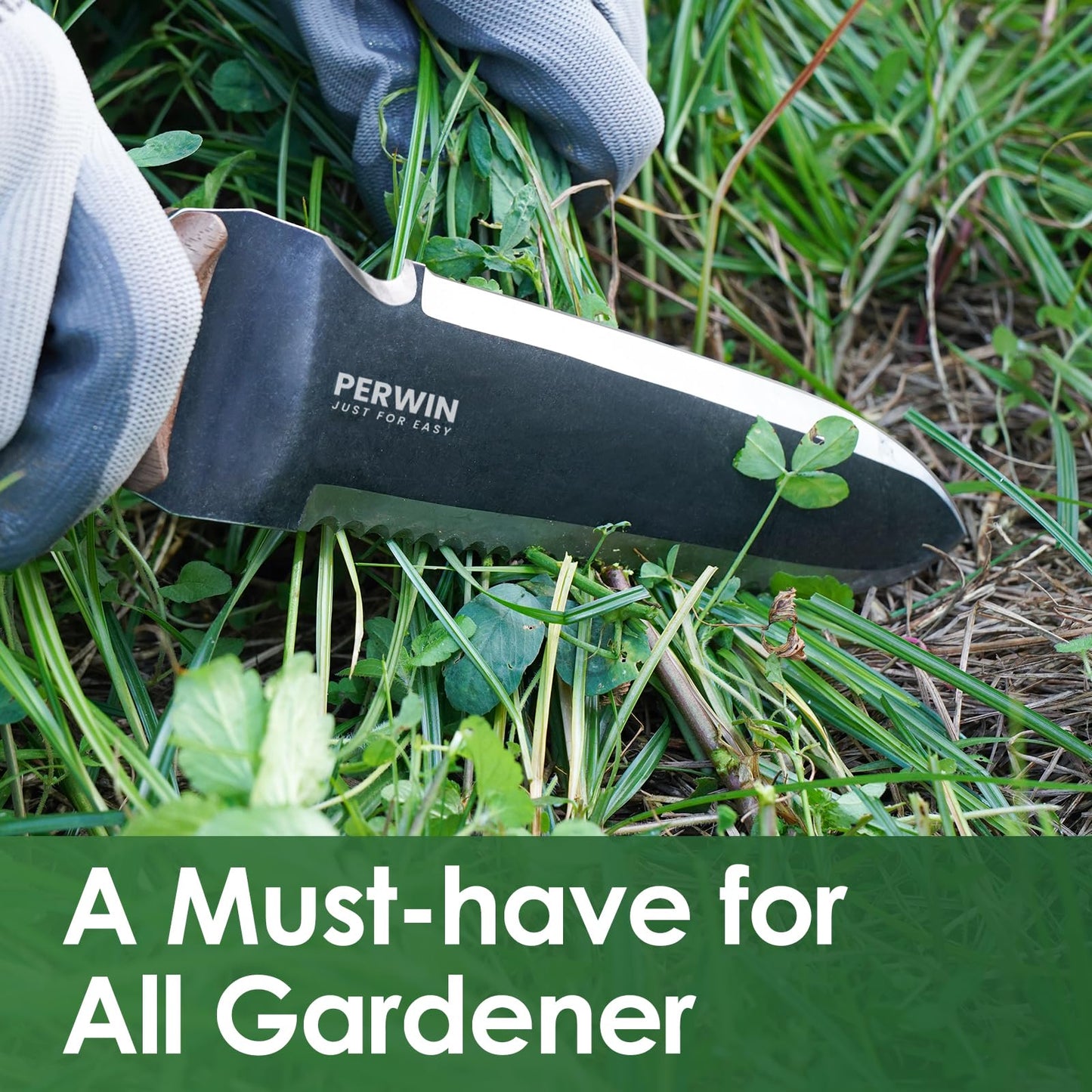 Hori Hori Garden Knife, Garden Tools with Sheath for Weeding, Planting, Digging, 7" Stainless Steel Blade with Cutting Edge, Full-Tang Wood Handle with Hanging Hole
