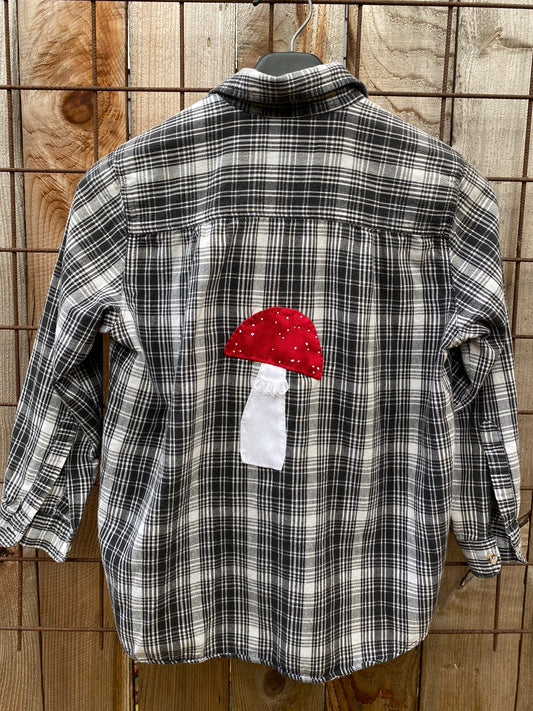 Upcycled Amanita Plaid top, Women's Medium