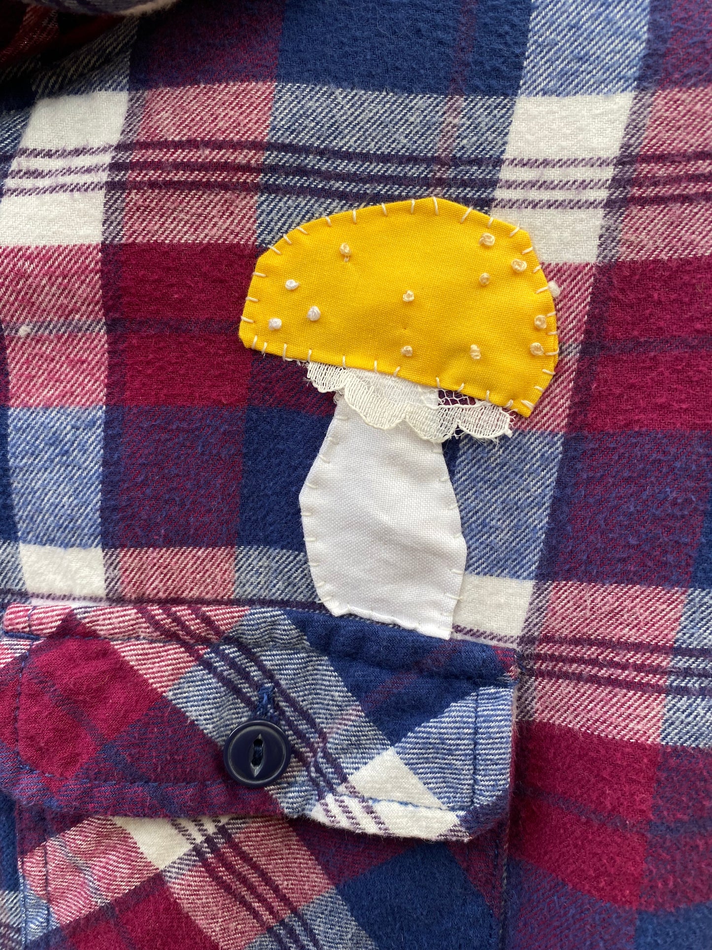 Bolete and Amanita Insulated Flannel Hoodie with Pockets, Women's Medium