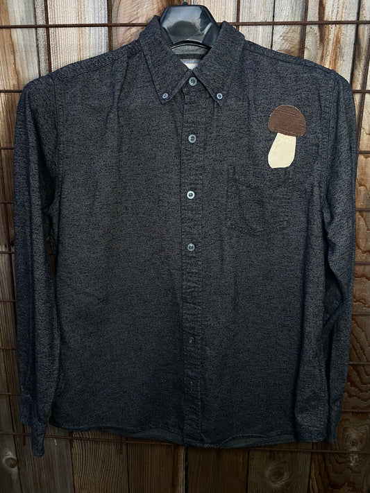 flannel shirt with hand sewn boletes