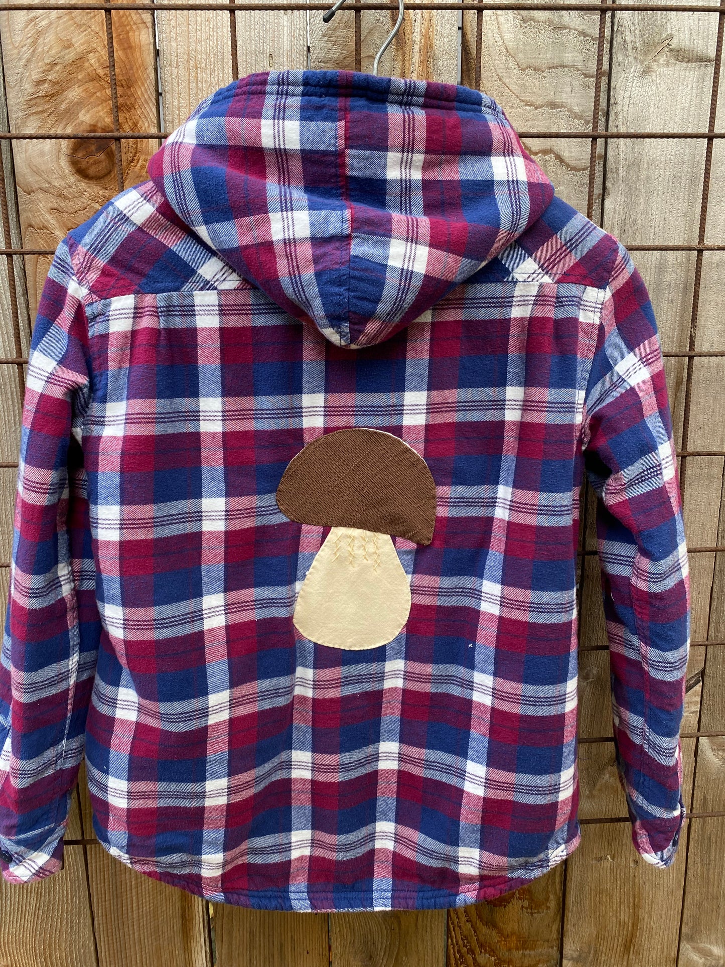 Bolete and Amanita Insulated Flannel Hoodie with Pockets, Women's Medium
