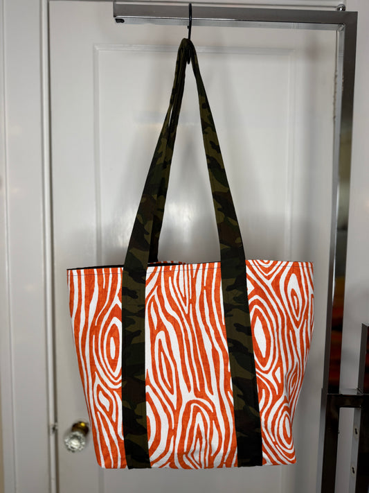 Wood Grain and Camo Tote Bag