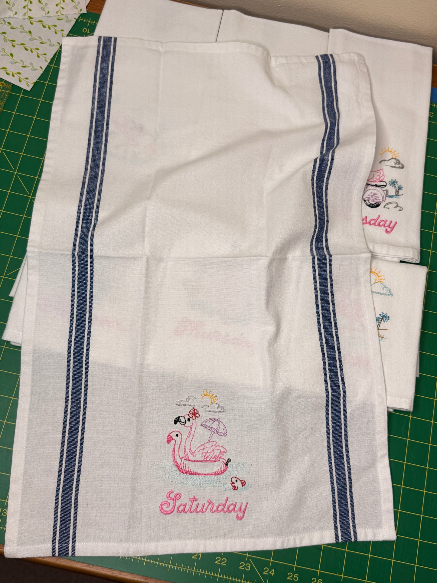 Summer Flamingo Days of the Week Towel Set of 7
