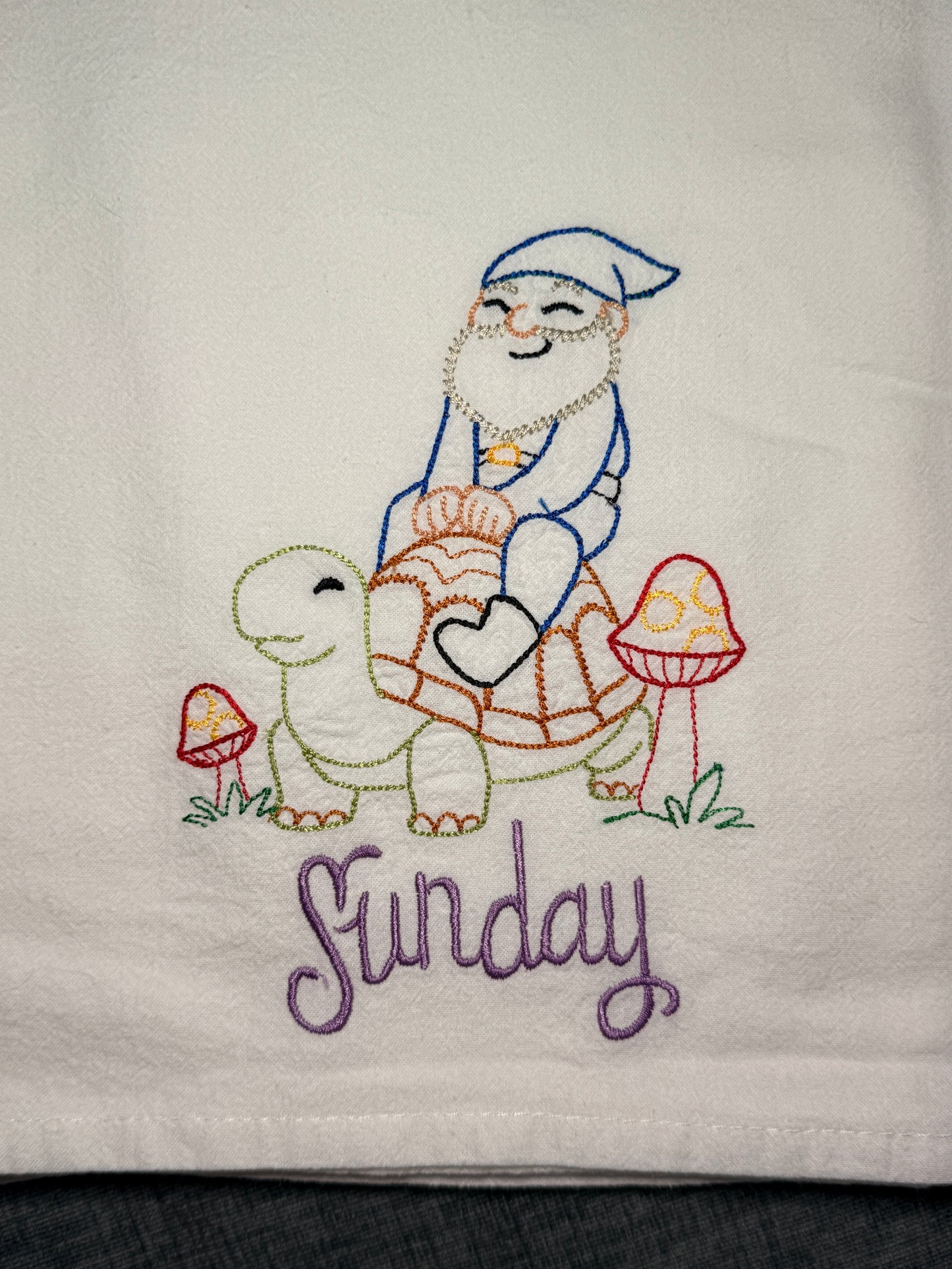 Garden Gnome Days of the Week Towel Set of 7