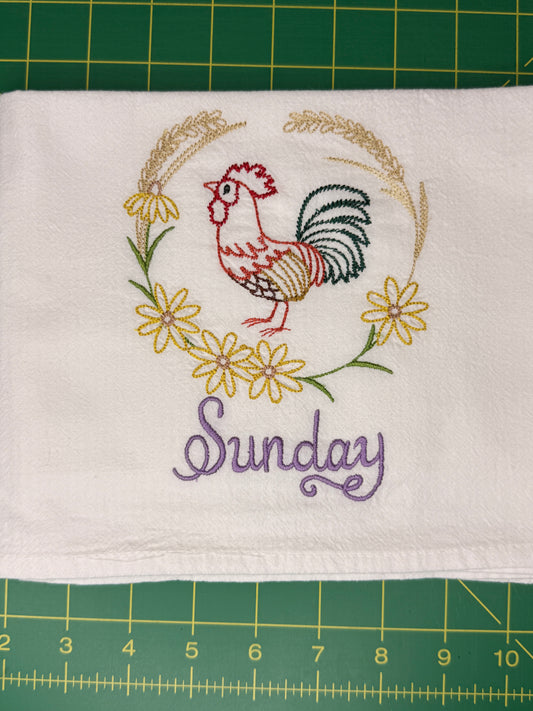 Chicken Days of the Week Towel Set of 7