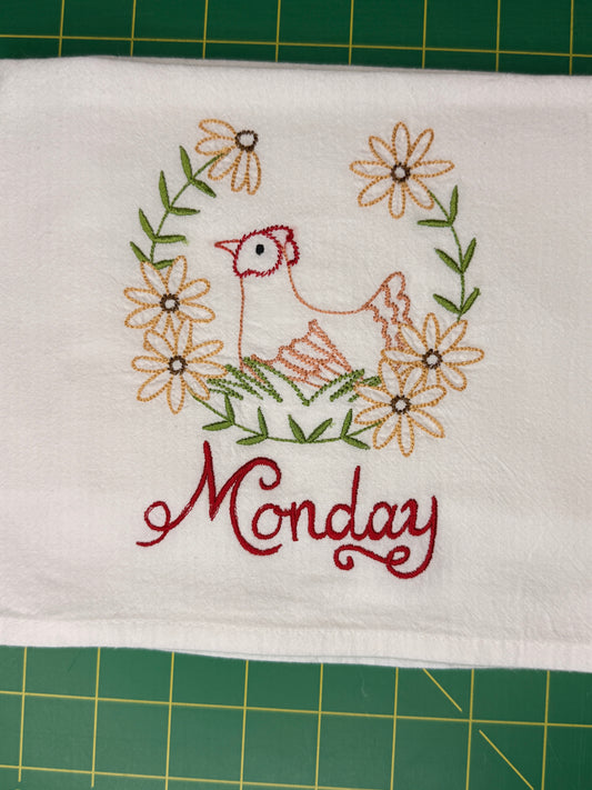 Chicken Days of the Week Towel Set of 7