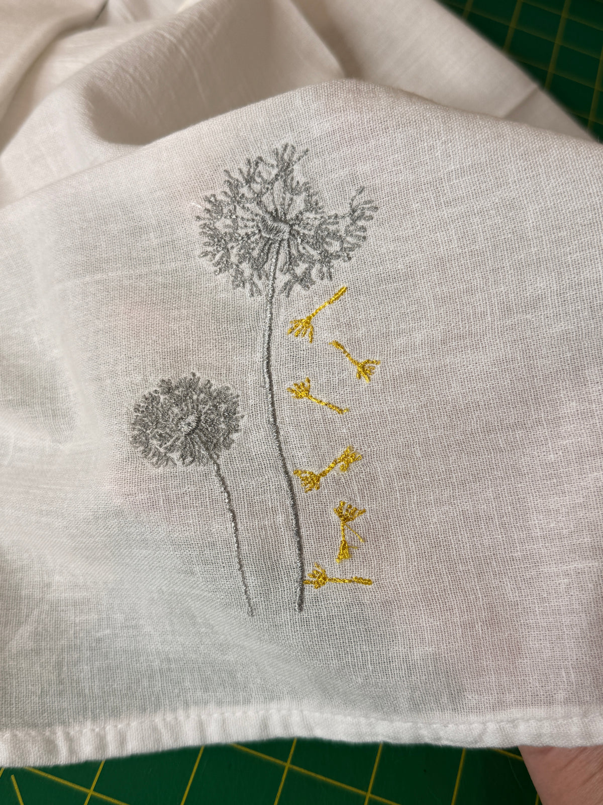 Gold and Silver Dandelion Towels set of 2