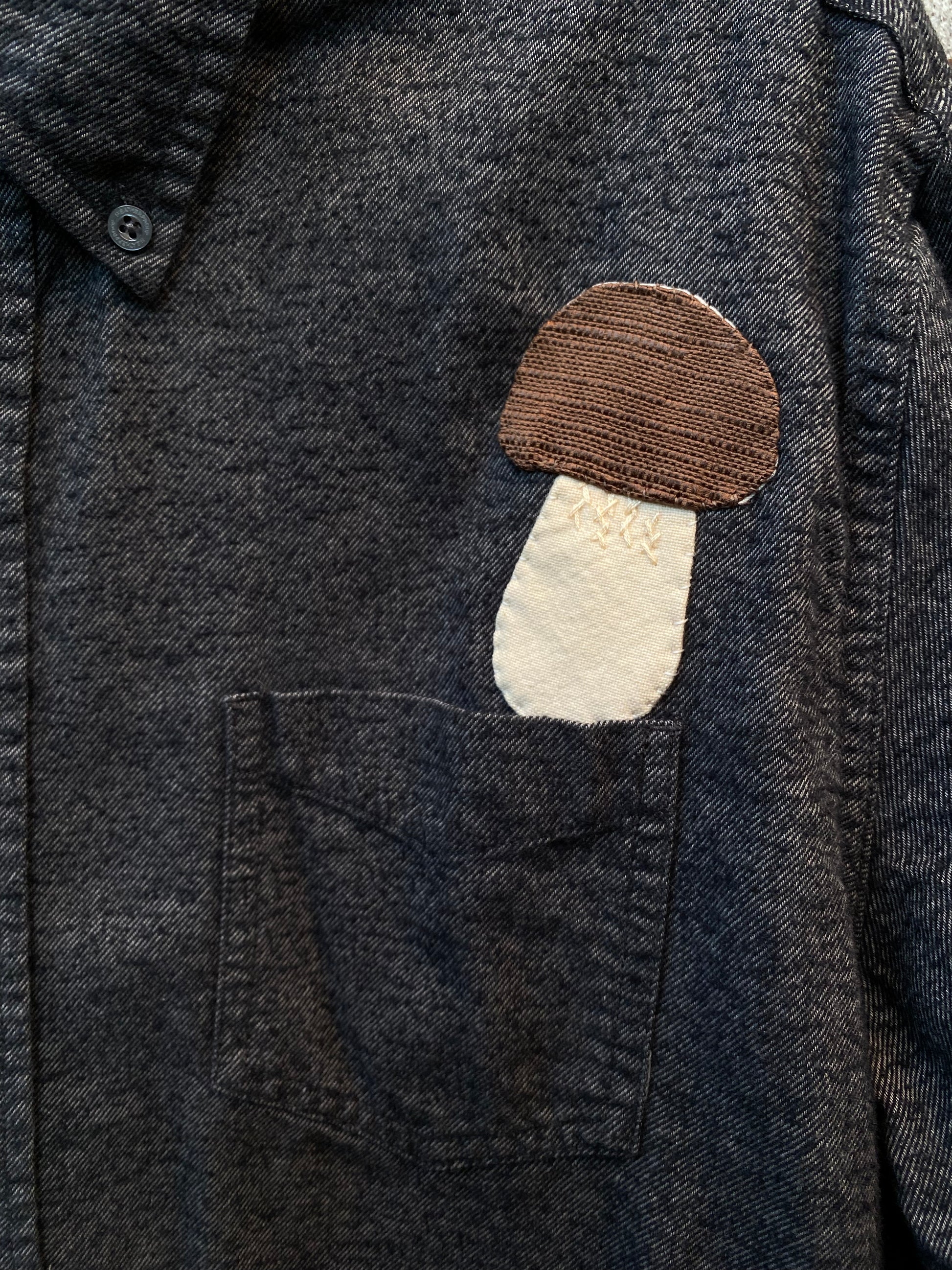 flannel shirt with hand sewn boletes