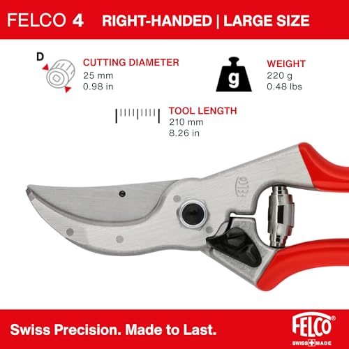 Felco F2 Pruning Shears – 9.25" Swiss-Made Garden Clippers for Professional Pruning | Hand Pruners for Gardening | Garden Tool Cutter with Precision Bypass Blade, Aluminum Body, Replaceable Parts