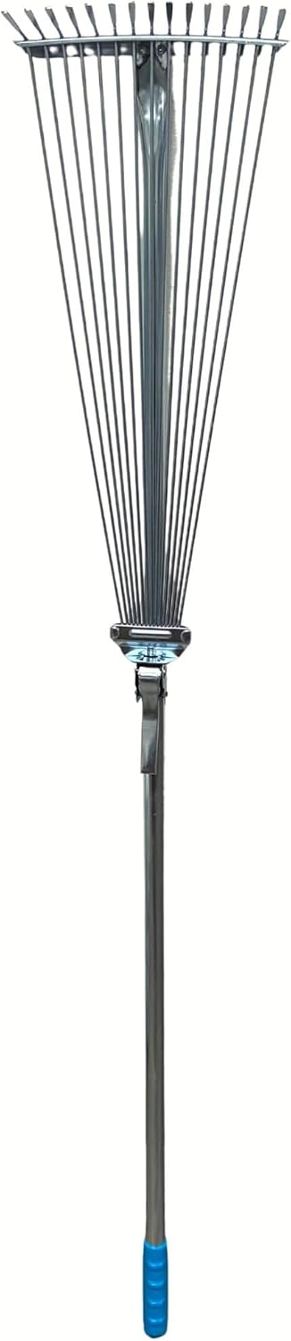ATE Pro. Tools - Adjustable Metal Rake - Garden Rake, Collapsible & Telescopic Rake; Heavy Duty Leaf Rake, Expandable Head 7.5 to 26.5", for Leaves, Shrubs, Small Areas, Gardening, & RV Camping Rake