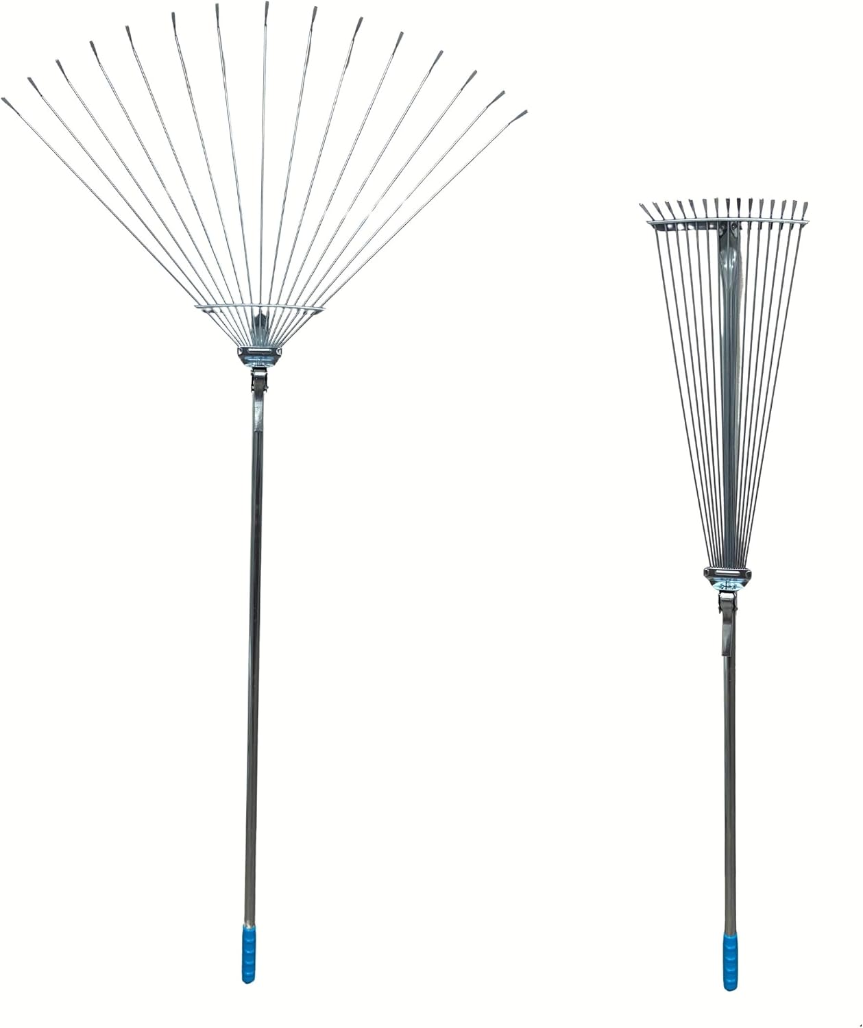 ATE Pro. Tools - Adjustable Metal Rake - Garden Rake, Collapsible & Telescopic Rake; Heavy Duty Leaf Rake, Expandable Head 7.5 to 26.5", for Leaves, Shrubs, Small Areas, Gardening, & RV Camping Rake