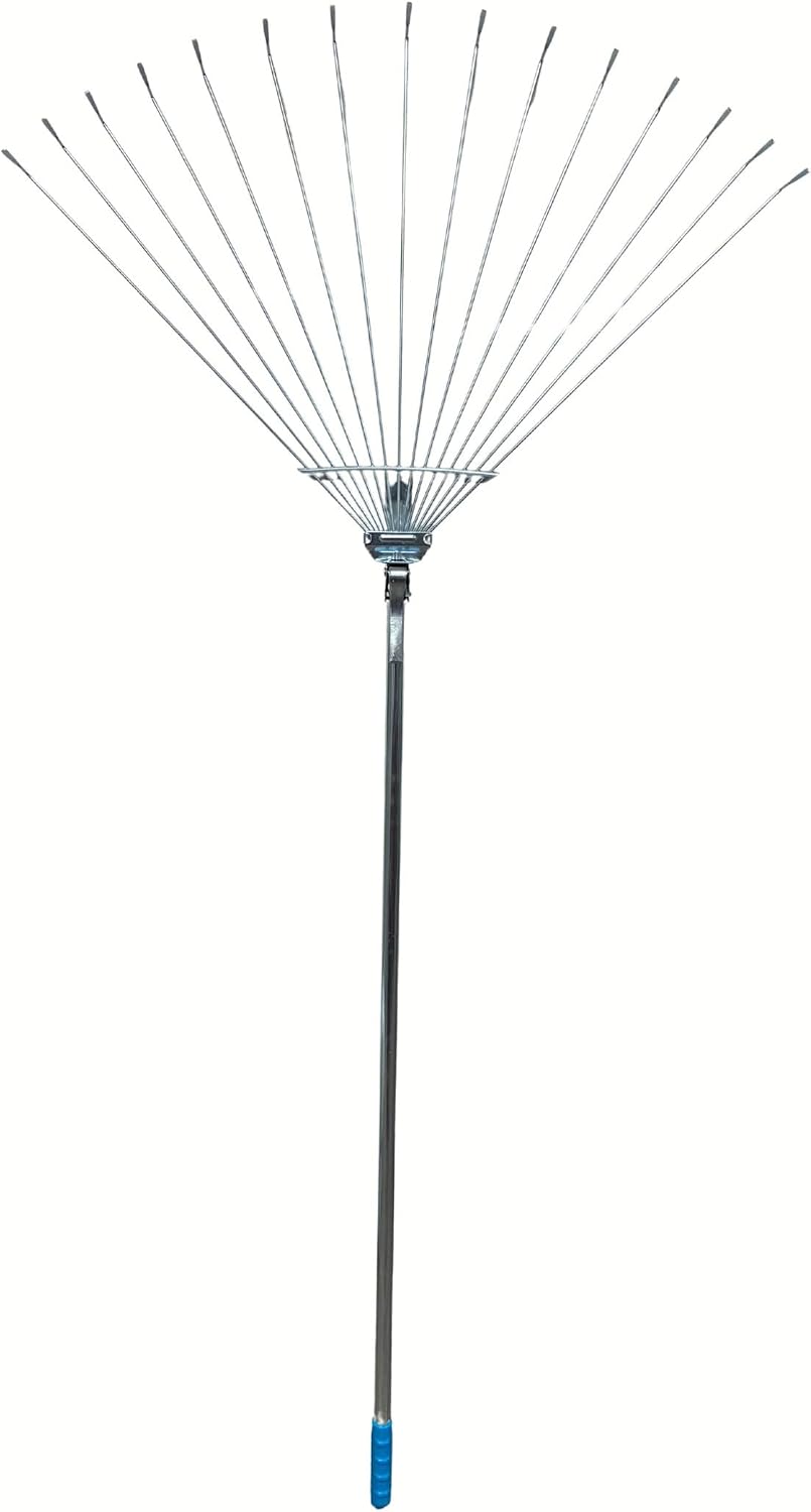 ATE Pro. Tools - Adjustable Metal Rake - Garden Rake, Collapsible & Telescopic Rake; Heavy Duty Leaf Rake, Expandable Head 7.5 to 26.5", for Leaves, Shrubs, Small Areas, Gardening, & RV Camping Rake