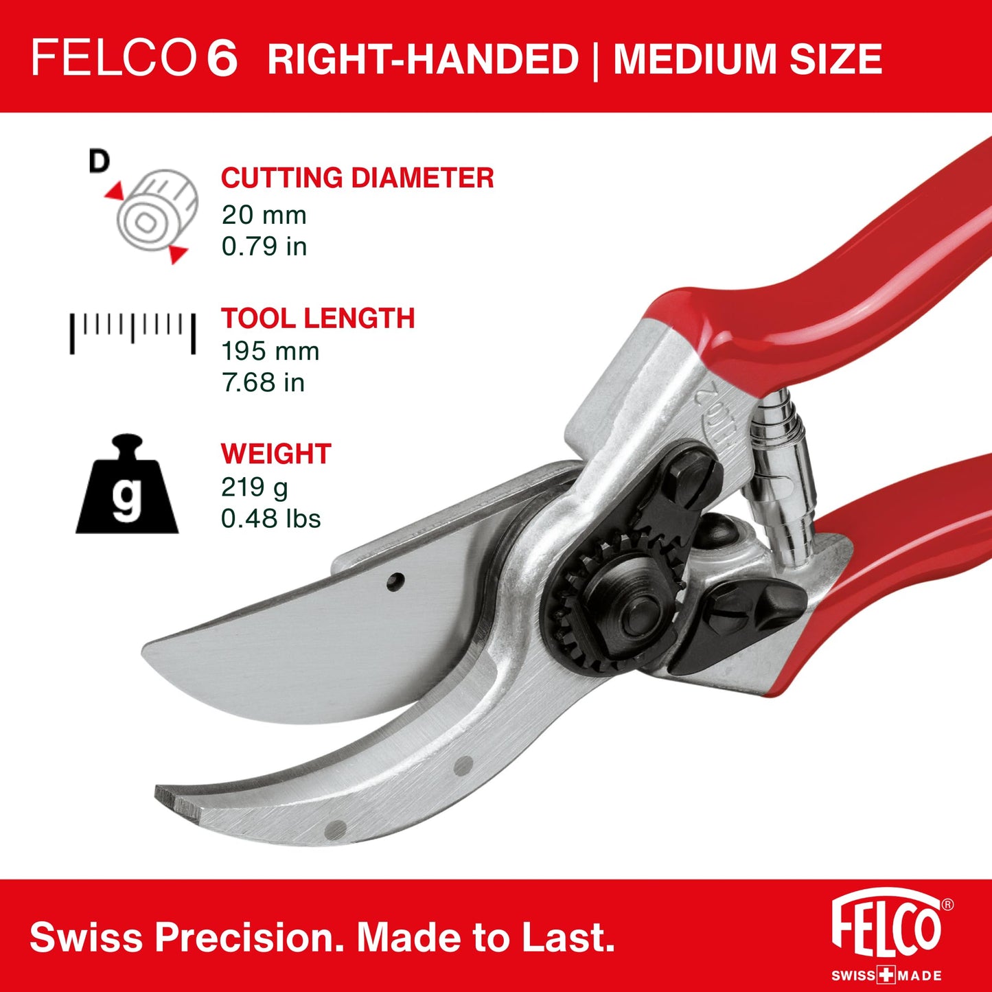 Felco F2 Pruning Shears – 9.25" Swiss-Made Garden Clippers for Professional Pruning | Hand Pruners for Gardening | Garden Tool Cutter with Precision Bypass Blade, Aluminum Body, Replaceable Parts