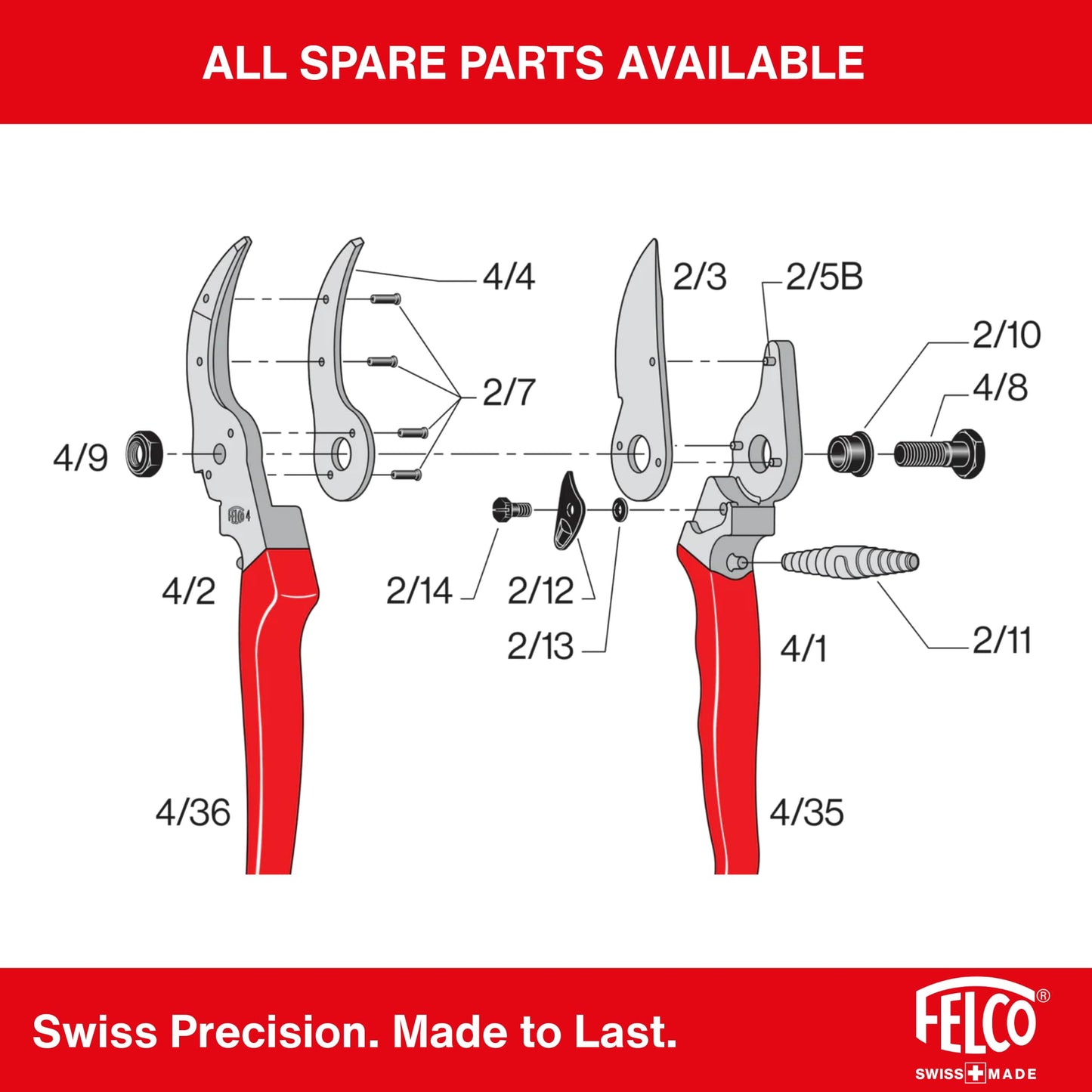 Felco F2 Pruning Shears – 9.25" Swiss-Made Garden Clippers for Professional Pruning | Hand Pruners for Gardening | Garden Tool Cutter with Precision Bypass Blade, Aluminum Body, Replaceable Parts