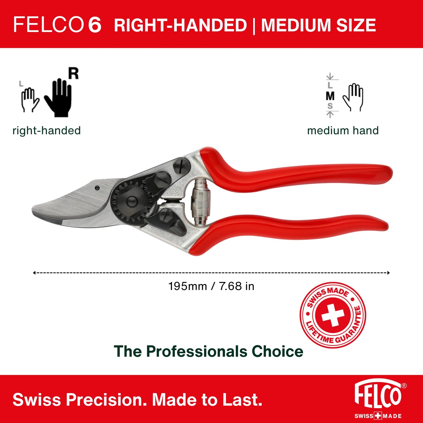 Felco F2 Pruning Shears – 9.25" Swiss-Made Garden Clippers for Professional Pruning | Hand Pruners for Gardening | Garden Tool Cutter with Precision Bypass Blade, Aluminum Body, Replaceable Parts