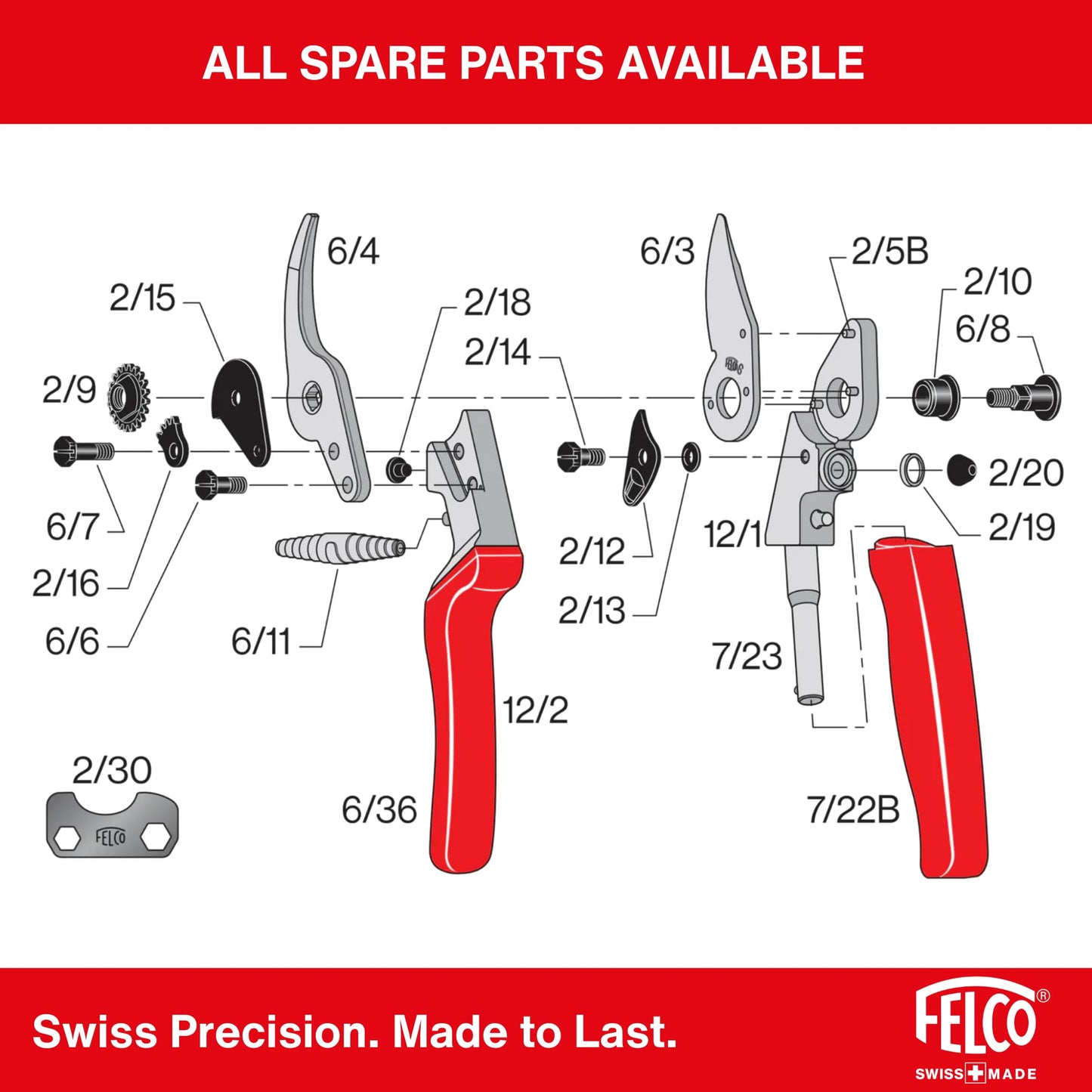Felco F2 Pruning Shears – 9.25" Swiss-Made Garden Clippers for Professional Pruning | Hand Pruners for Gardening | Garden Tool Cutter with Precision Bypass Blade, Aluminum Body, Replaceable Parts