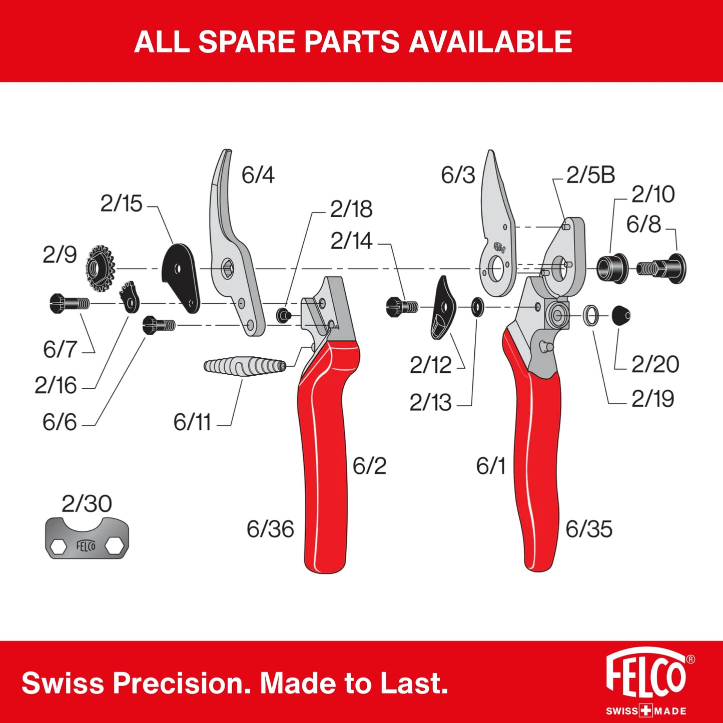 Felco F2 Pruning Shears – 9.25" Swiss-Made Garden Clippers for Professional Pruning | Hand Pruners for Gardening | Garden Tool Cutter with Precision Bypass Blade, Aluminum Body, Replaceable Parts