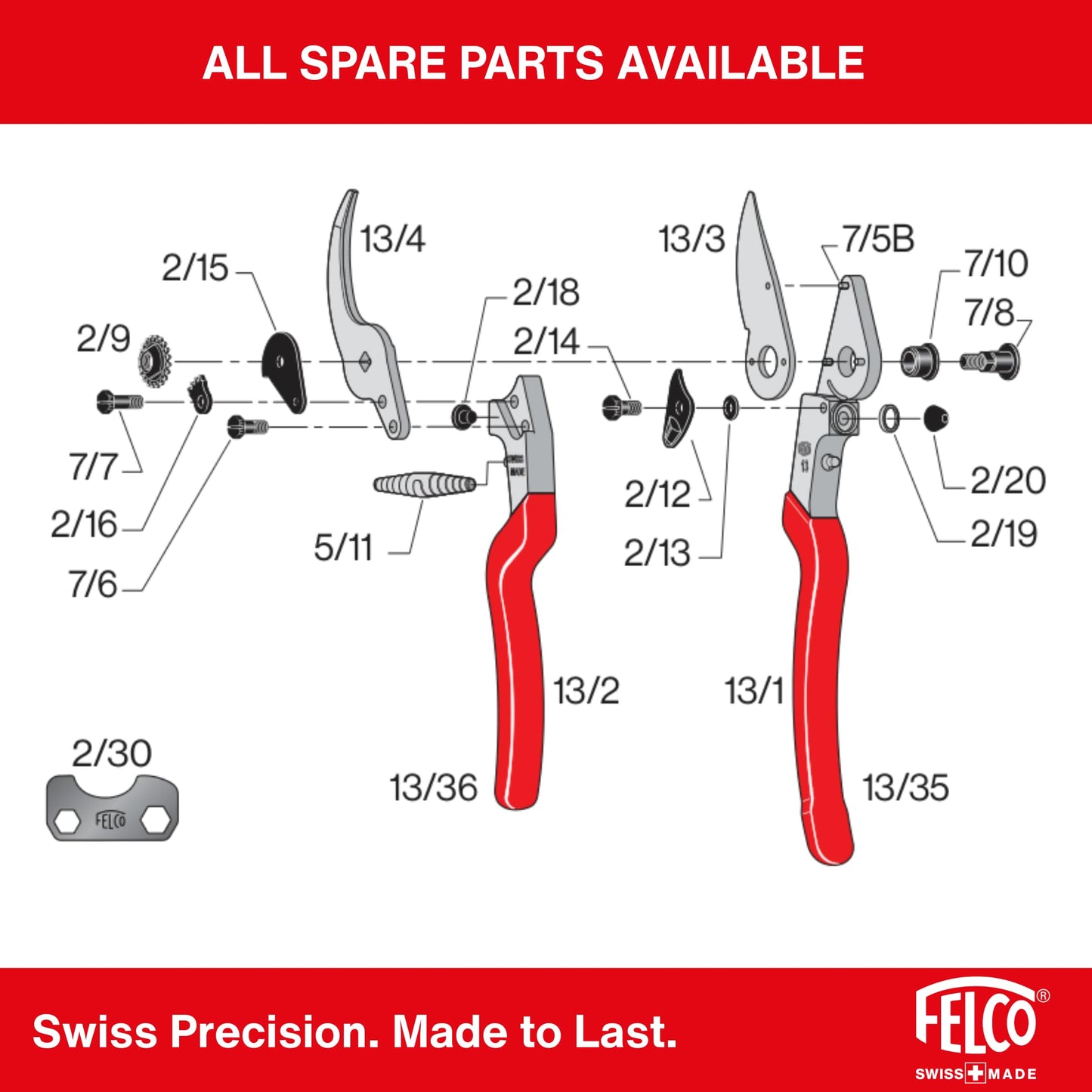 Felco F2 Pruning Shears – 9.25" Swiss-Made Garden Clippers for Professional Pruning | Hand Pruners for Gardening | Garden Tool Cutter with Precision Bypass Blade, Aluminum Body, Replaceable Parts