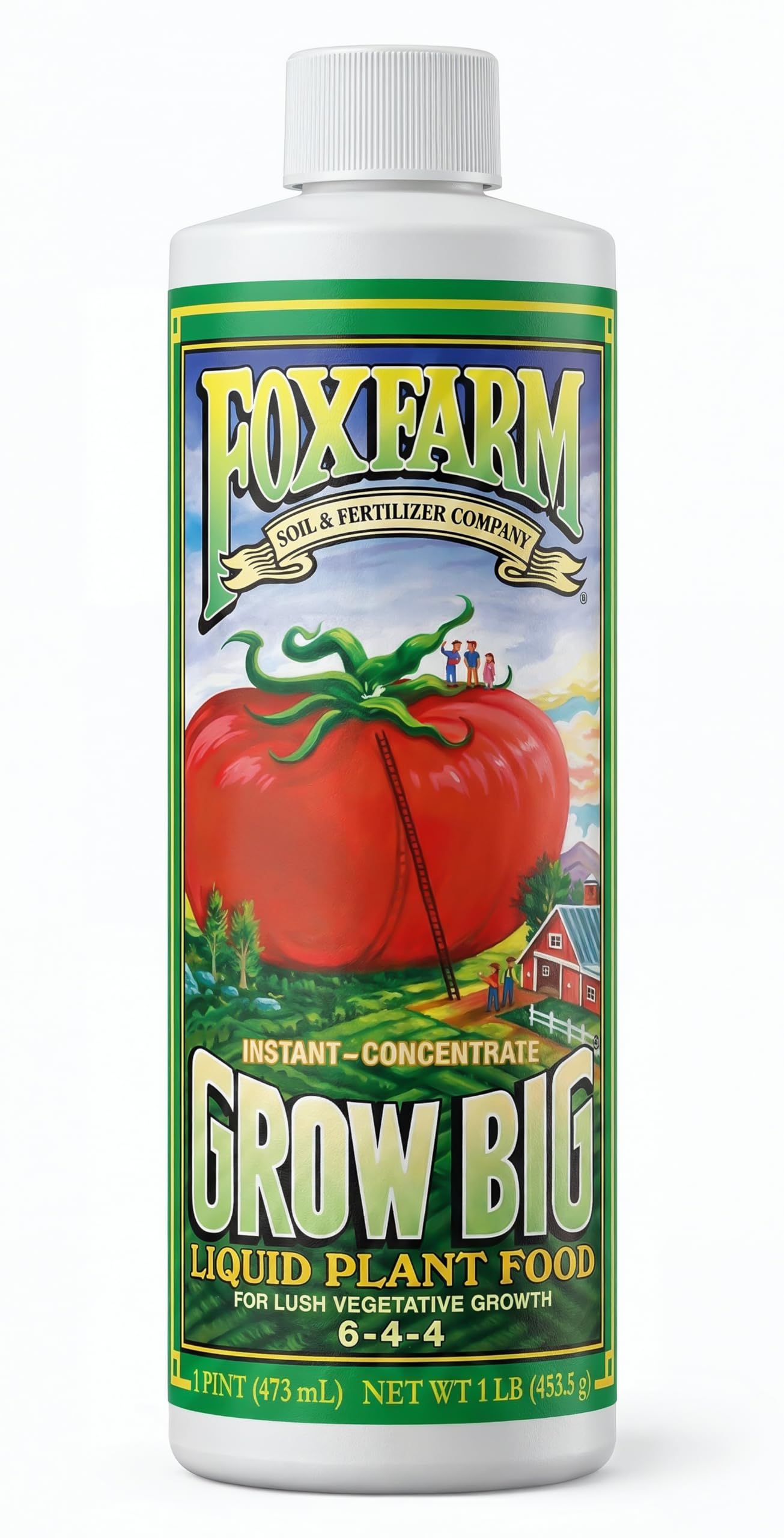 FoxFarm Grow Big Liquid Plant Food - 6-4-4 House Plant Fertilizer for Lush Vegetative Growth, Fast Nutrient Uptake for Roses, Tomatoes & Veggies - Quart Size Concentrate