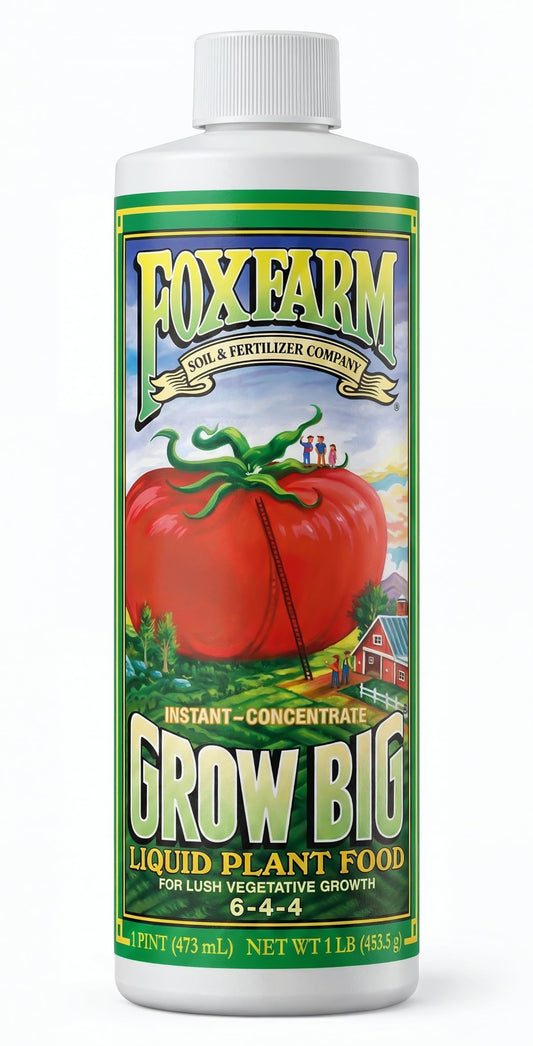 FoxFarm Grow Big Liquid Plant Food - 6-4-4 House Plant Fertilizer for Lush Vegetative Growth, Fast Nutrient Uptake for Roses, Tomatoes & Veggies - Quart Size Concentrate