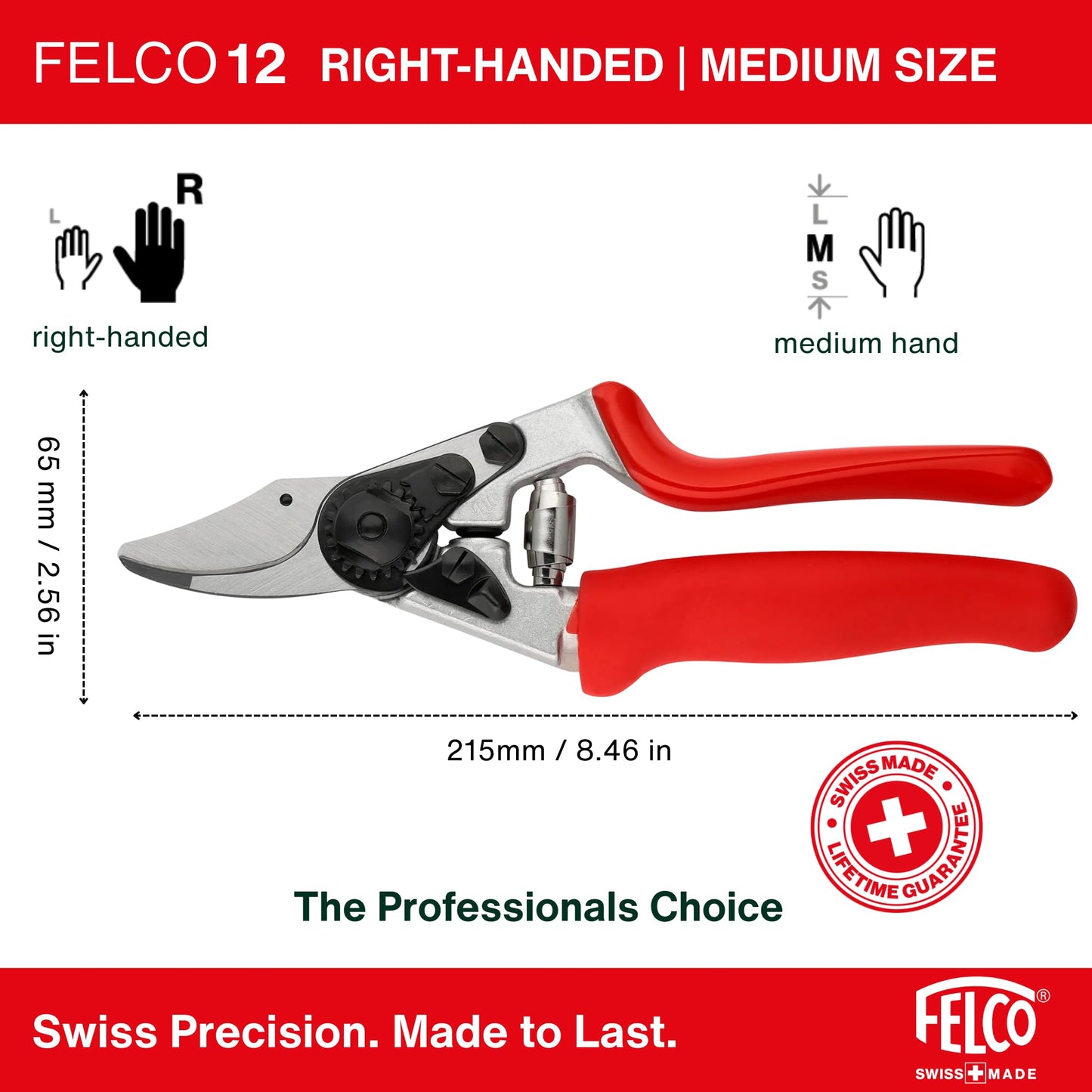 Felco F2 Pruning Shears – 9.25" Swiss-Made Garden Clippers for Professional Pruning | Hand Pruners for Gardening | Garden Tool Cutter with Precision Bypass Blade, Aluminum Body, Replaceable Parts