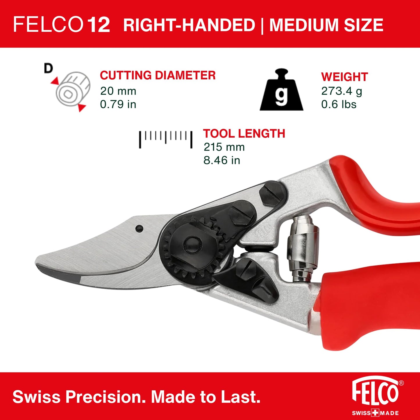Felco F2 Pruning Shears – 9.25" Swiss-Made Garden Clippers for Professional Pruning | Hand Pruners for Gardening | Garden Tool Cutter with Precision Bypass Blade, Aluminum Body, Replaceable Parts