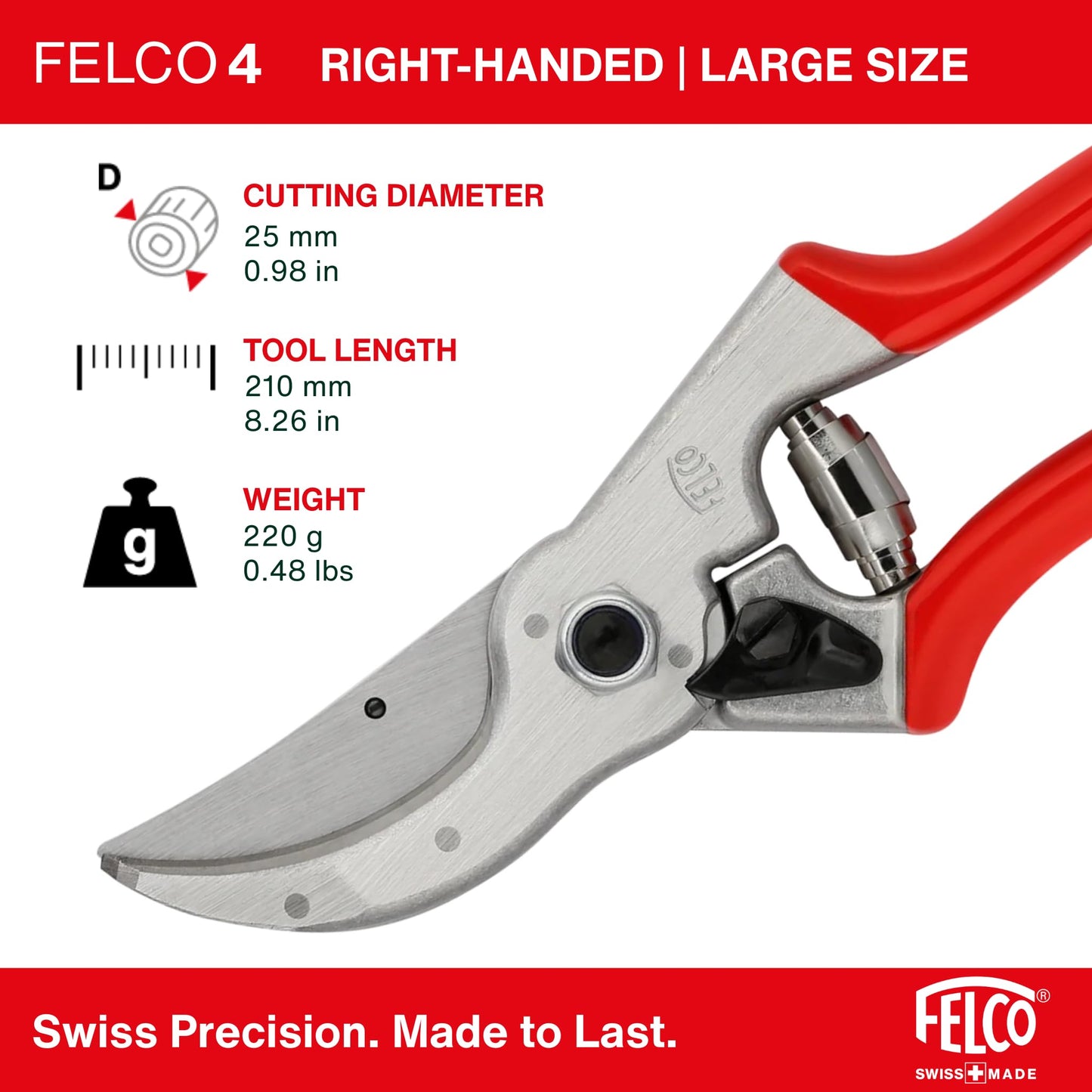 Felco F2 Pruning Shears – 9.25" Swiss-Made Garden Clippers for Professional Pruning | Hand Pruners for Gardening | Garden Tool Cutter with Precision Bypass Blade, Aluminum Body, Replaceable Parts