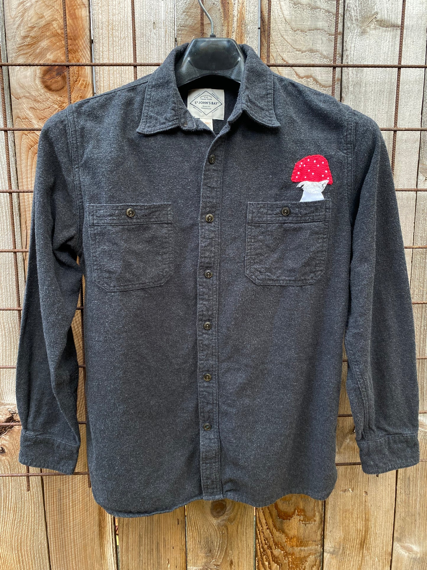 flannel shirt with hand sewn Amanitas