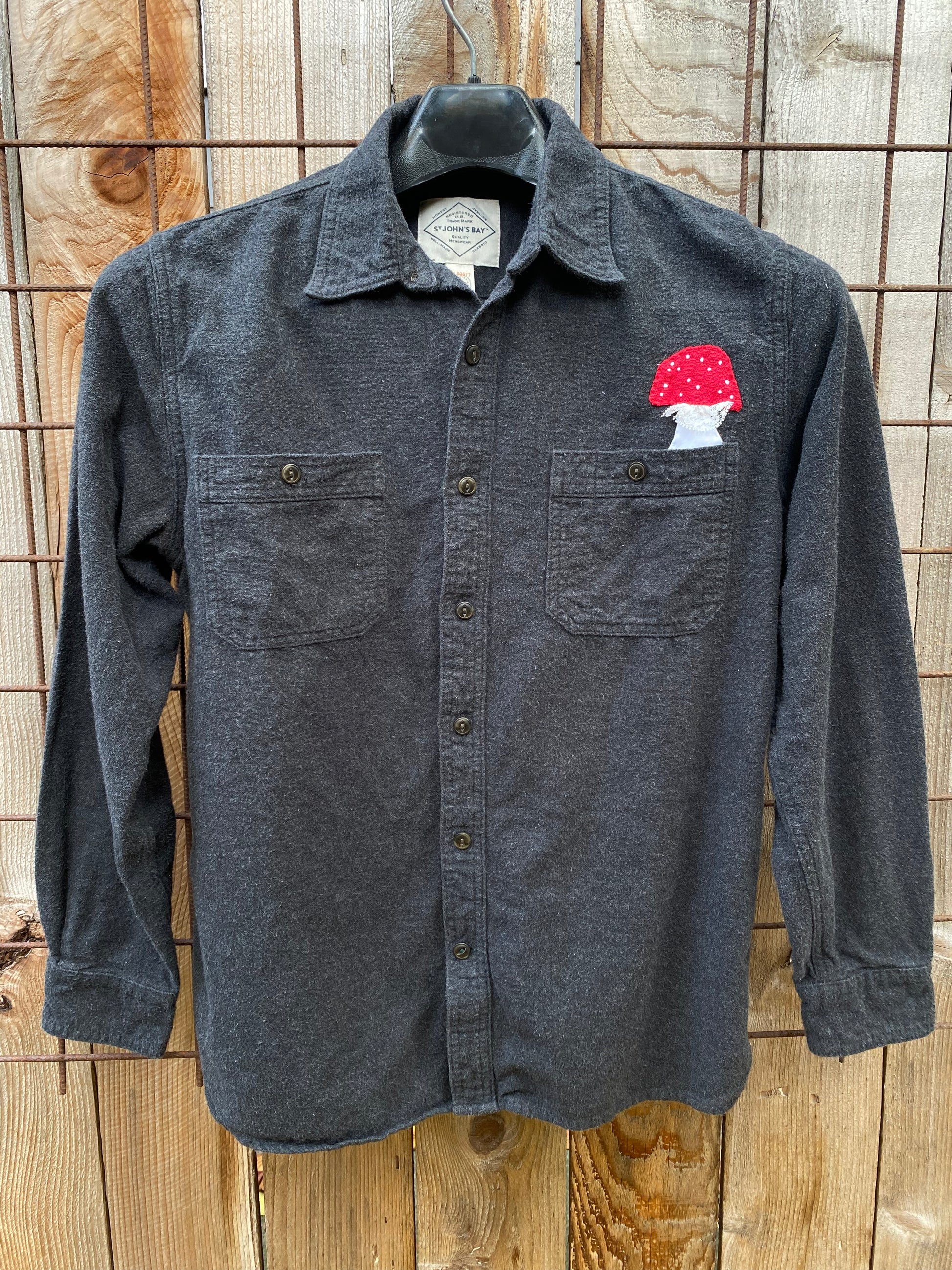 flannel shirt with hand sewn Amanitas