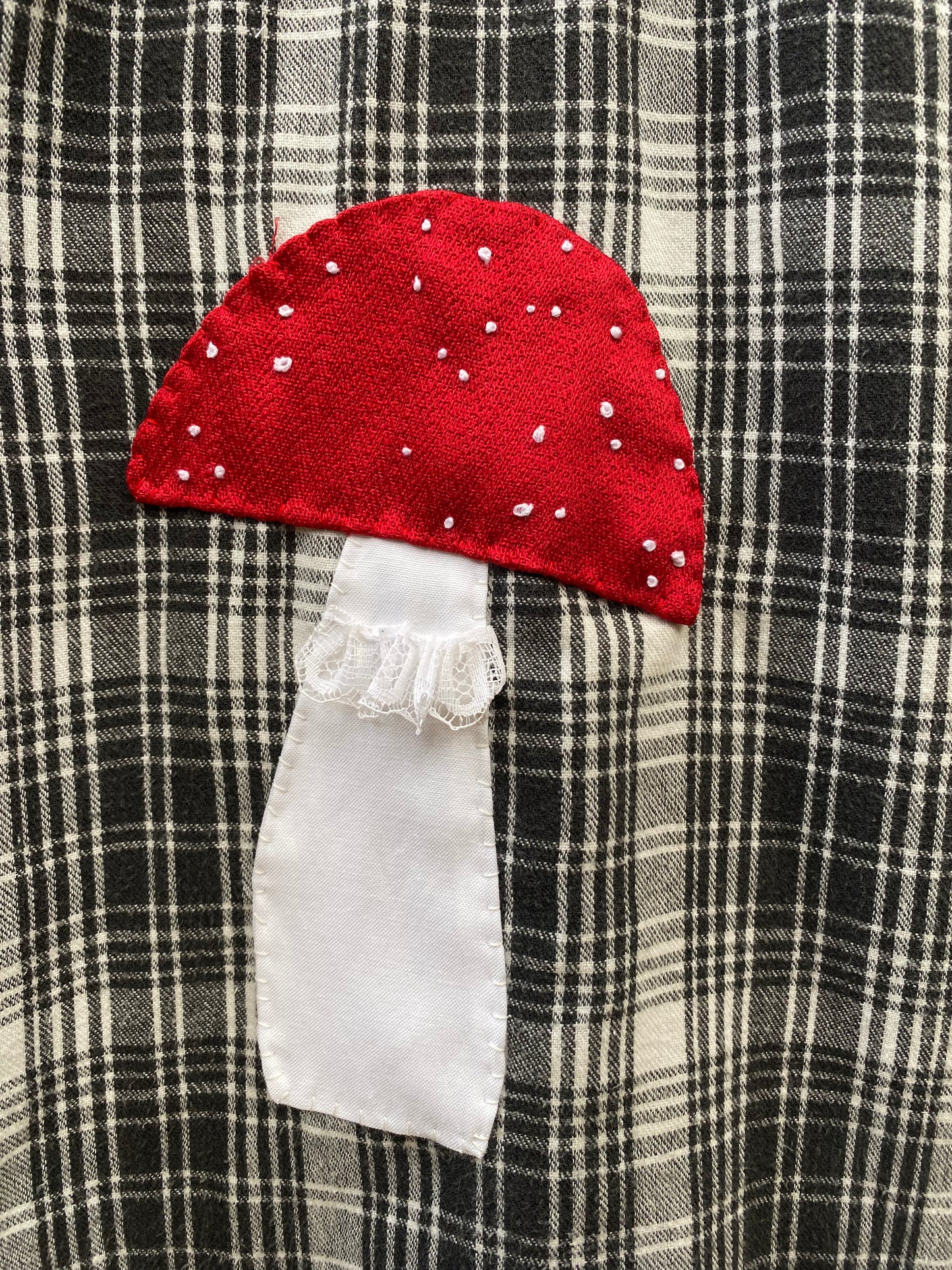 Upcycled Amanita Plaid top, Women's Medium