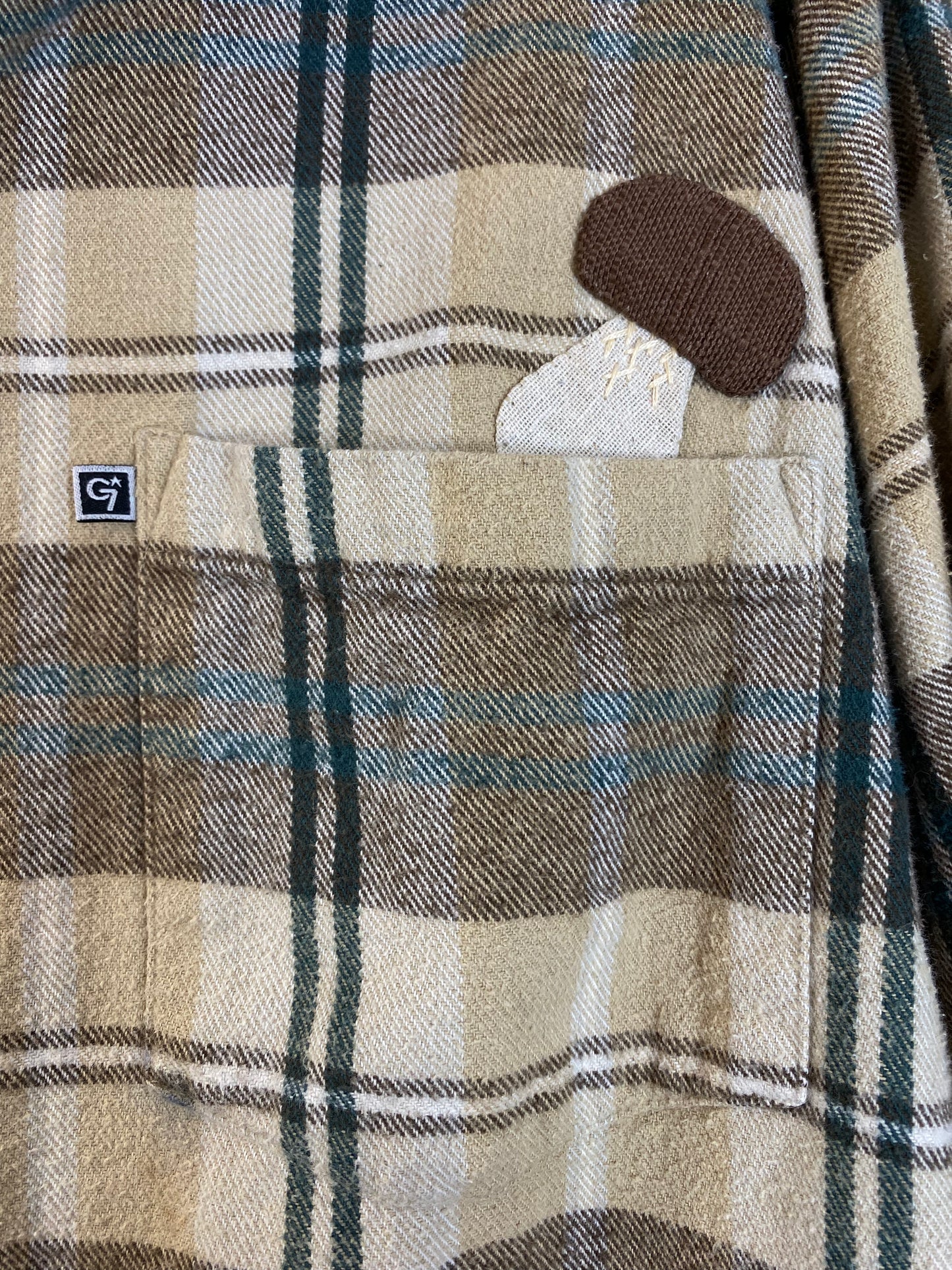 Bolete Flannel, L, tan and light brown plaid