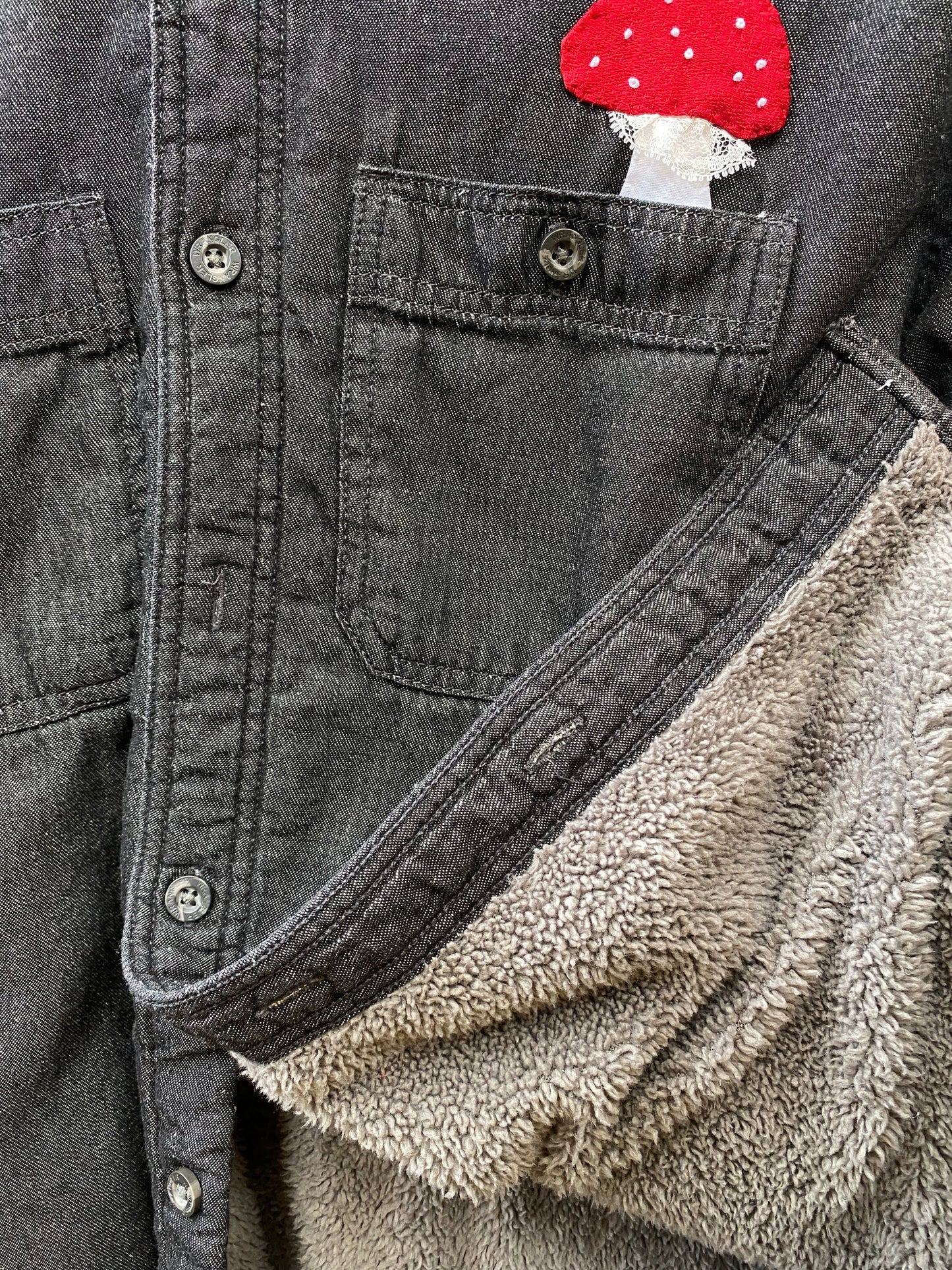 Amanita Insulated Flannel with Pockets! Large, heather black