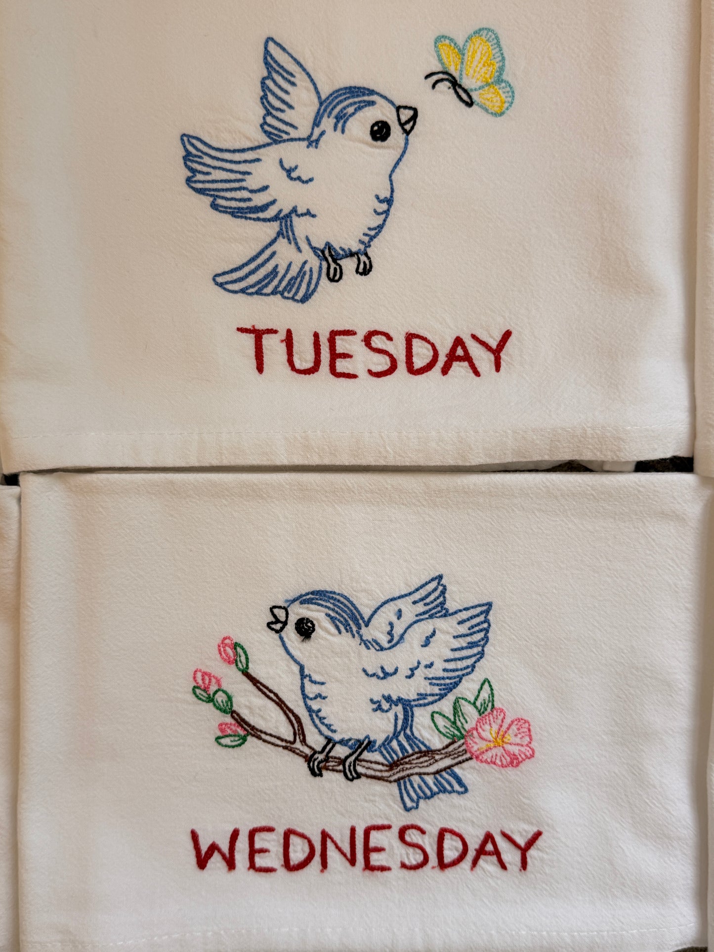 Blue Bird Days of the Week Towel Set