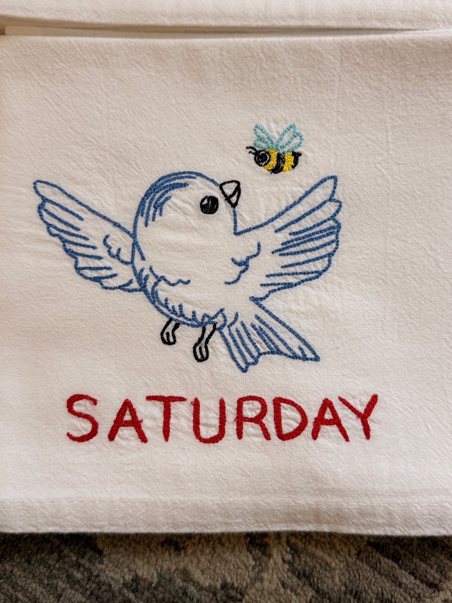 Blue Bird Days of the Week Towel Set