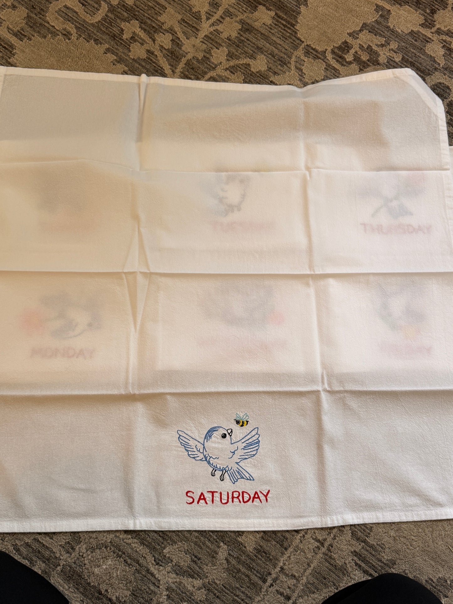 Blue Bird Days of the Week Towel Set