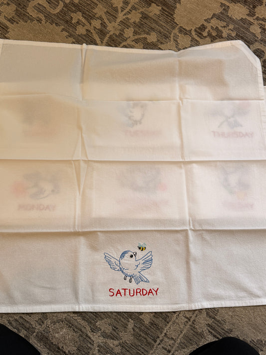 Blue Bird Days of the Week Towel Set