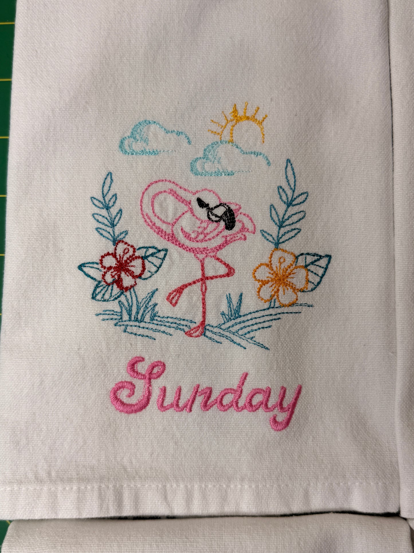 Summer Flamingo Days of the Week Towel Set of 7