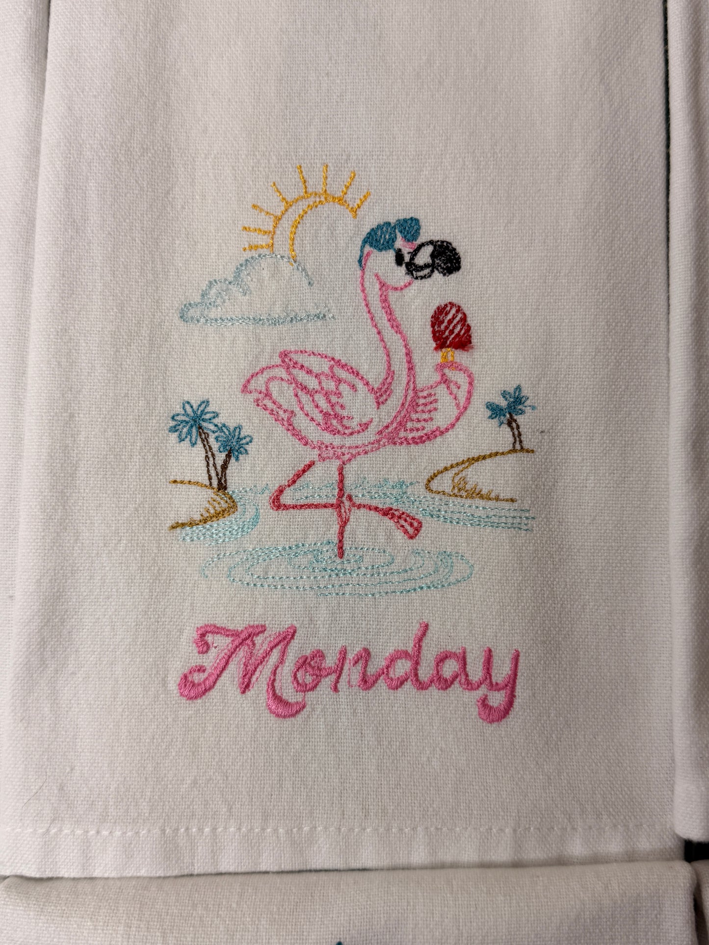 Summer Flamingo Days of the Week Towel Set of 7