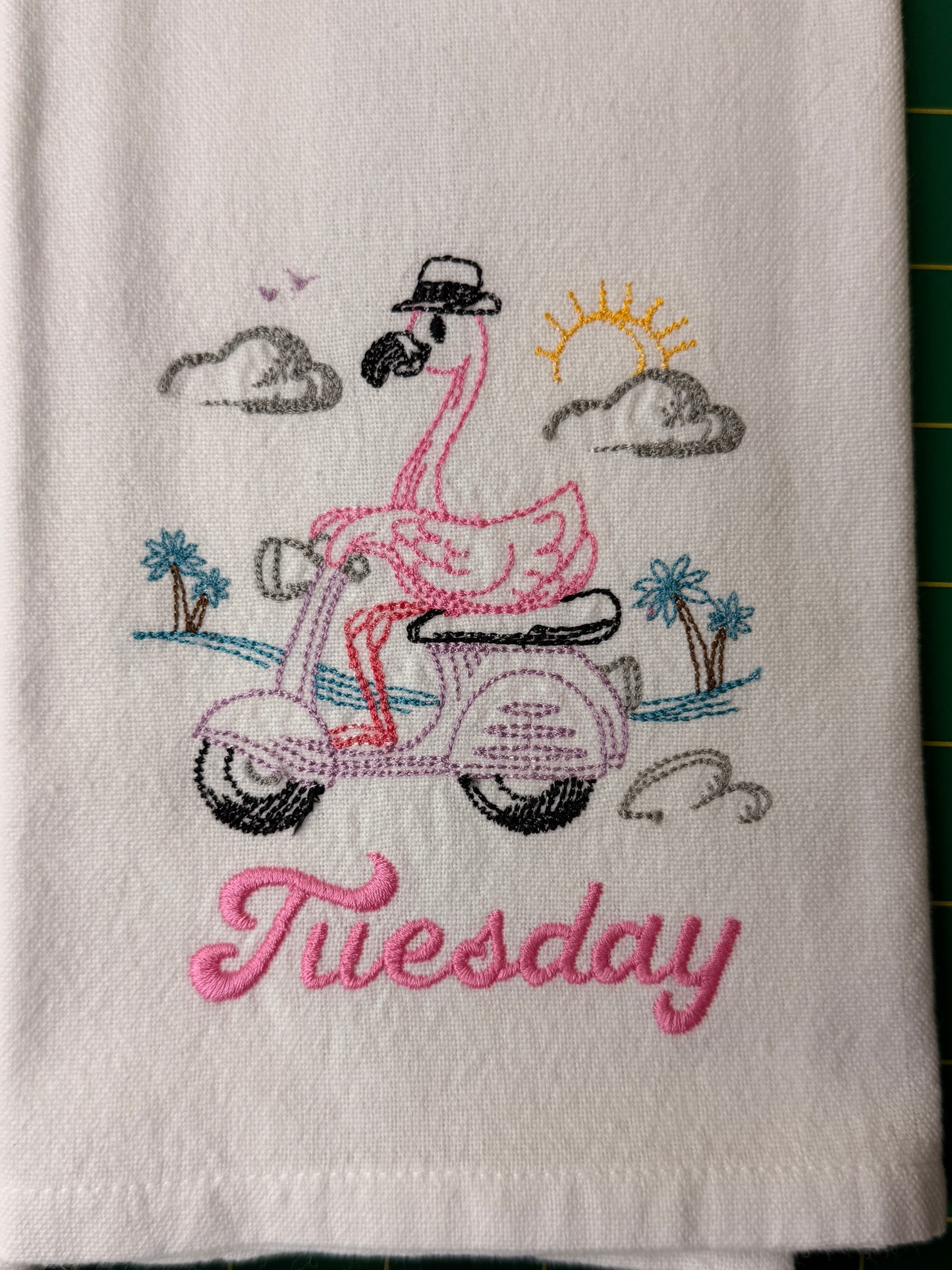 Summer Flamingo Days of the Week Towel Set of 7