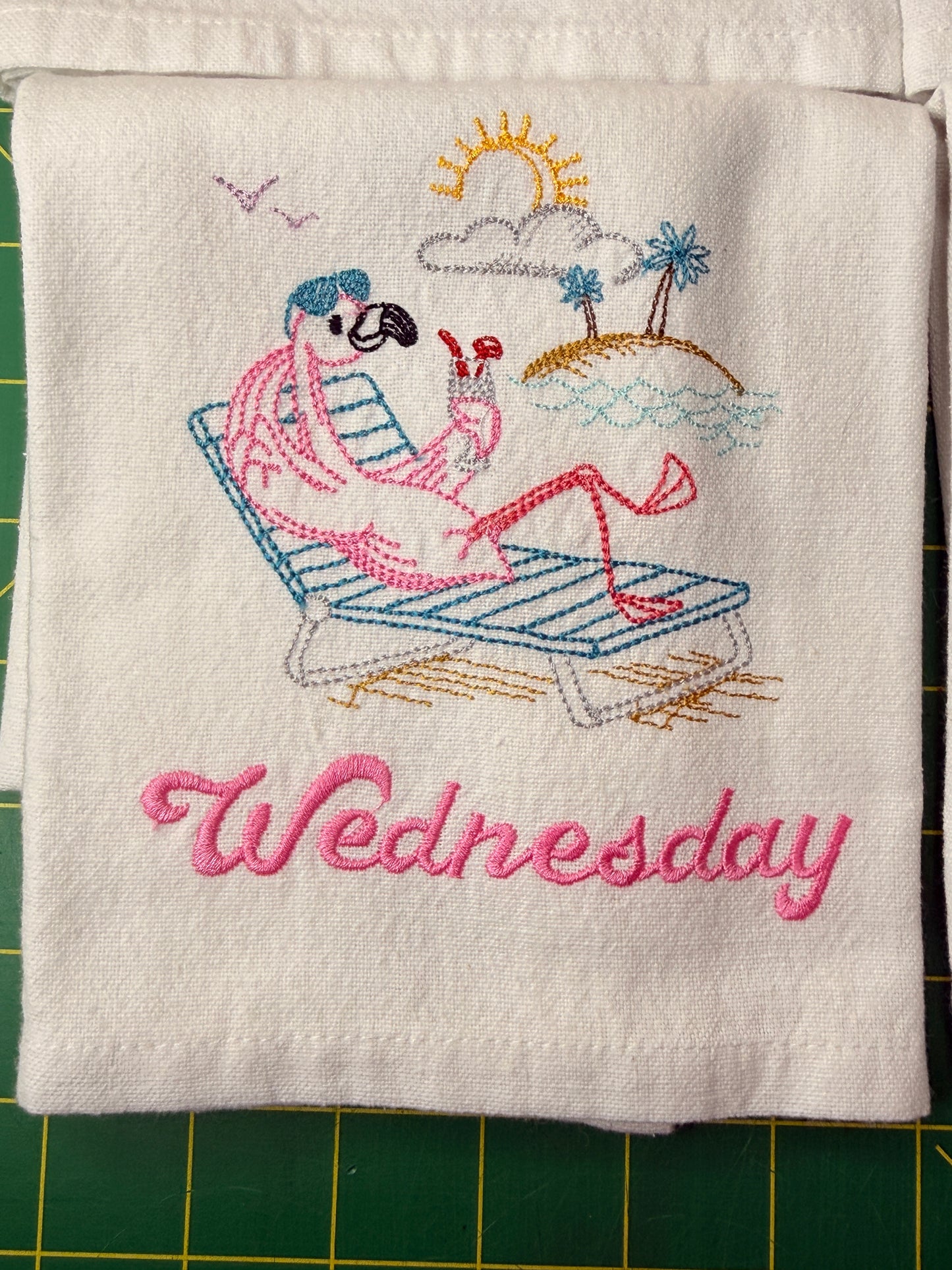Summer Flamingo Days of the Week Towel Set of 7
