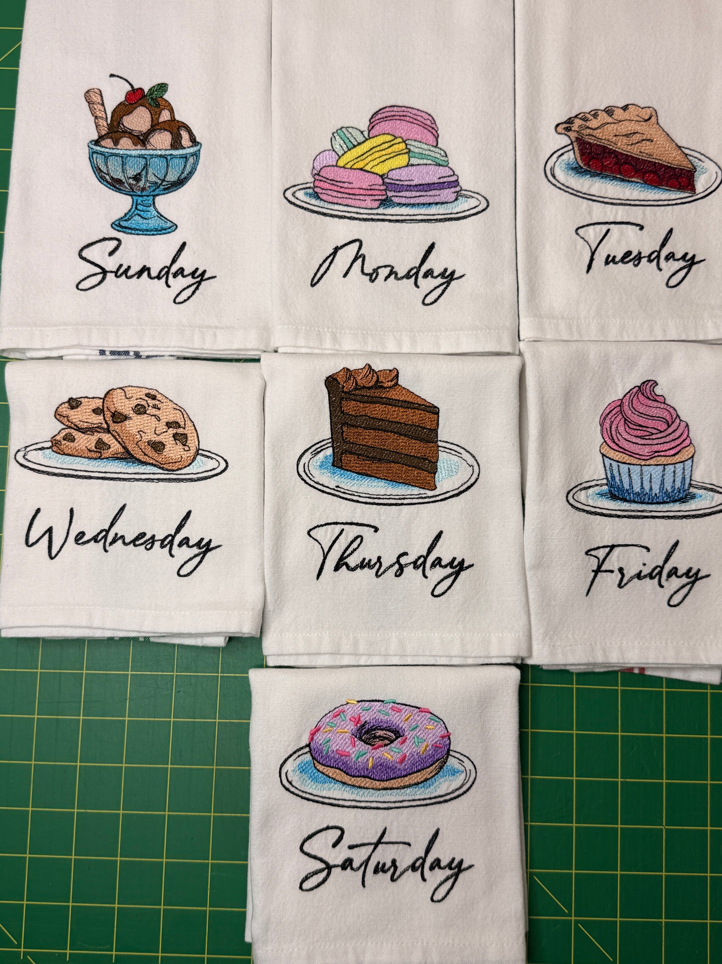 Dessert Lovers Days of the Week Towel set of 7