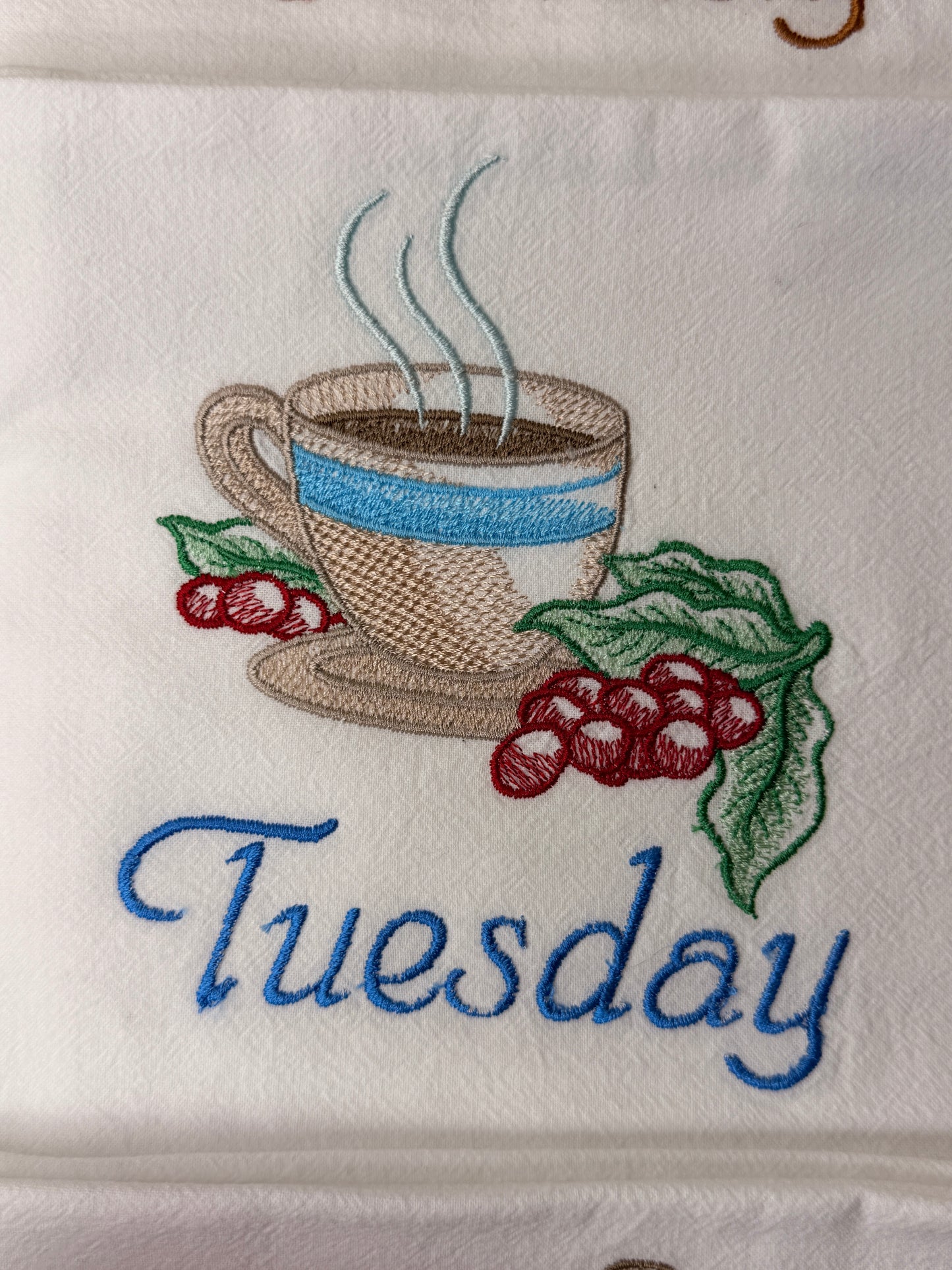 Coffee Lovers Days of the Week Towel set of 7