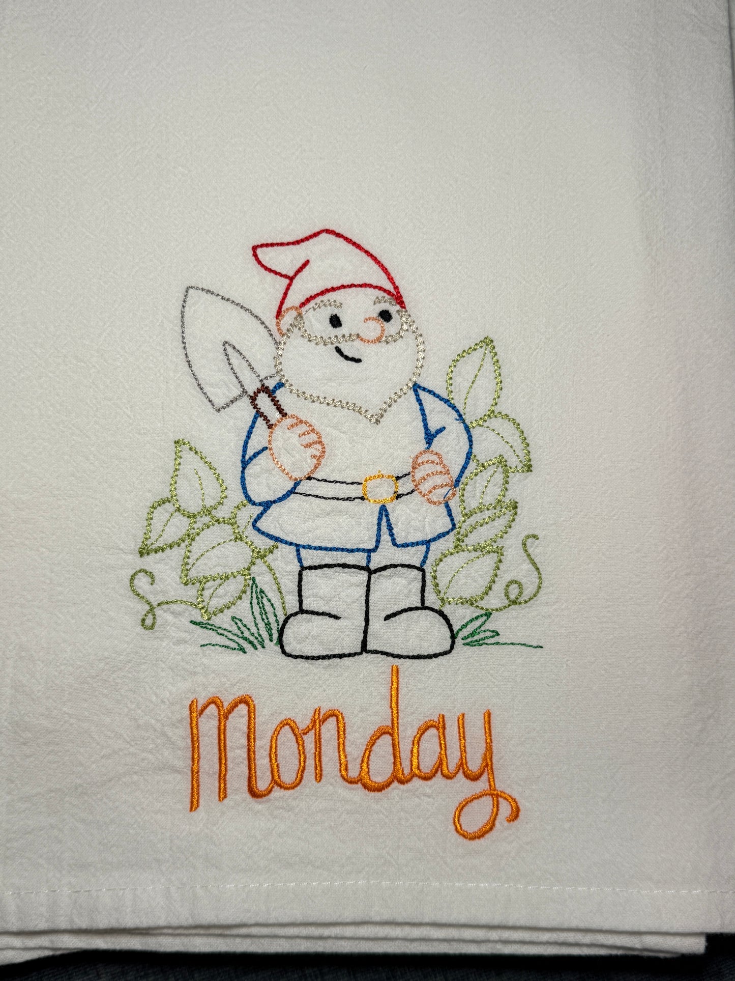 Garden Gnome Days of the Week Towel Set of 7