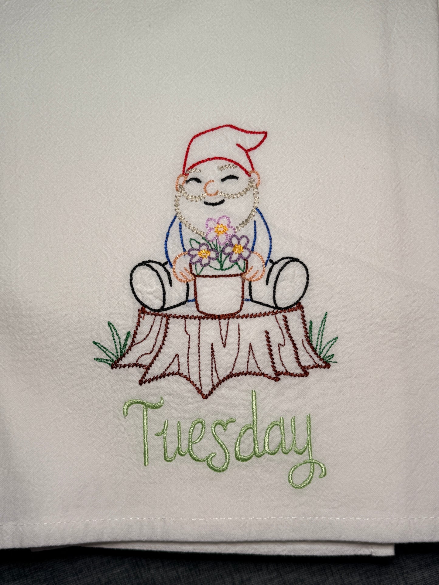 Garden Gnome Days of the Week Towel Set of 7