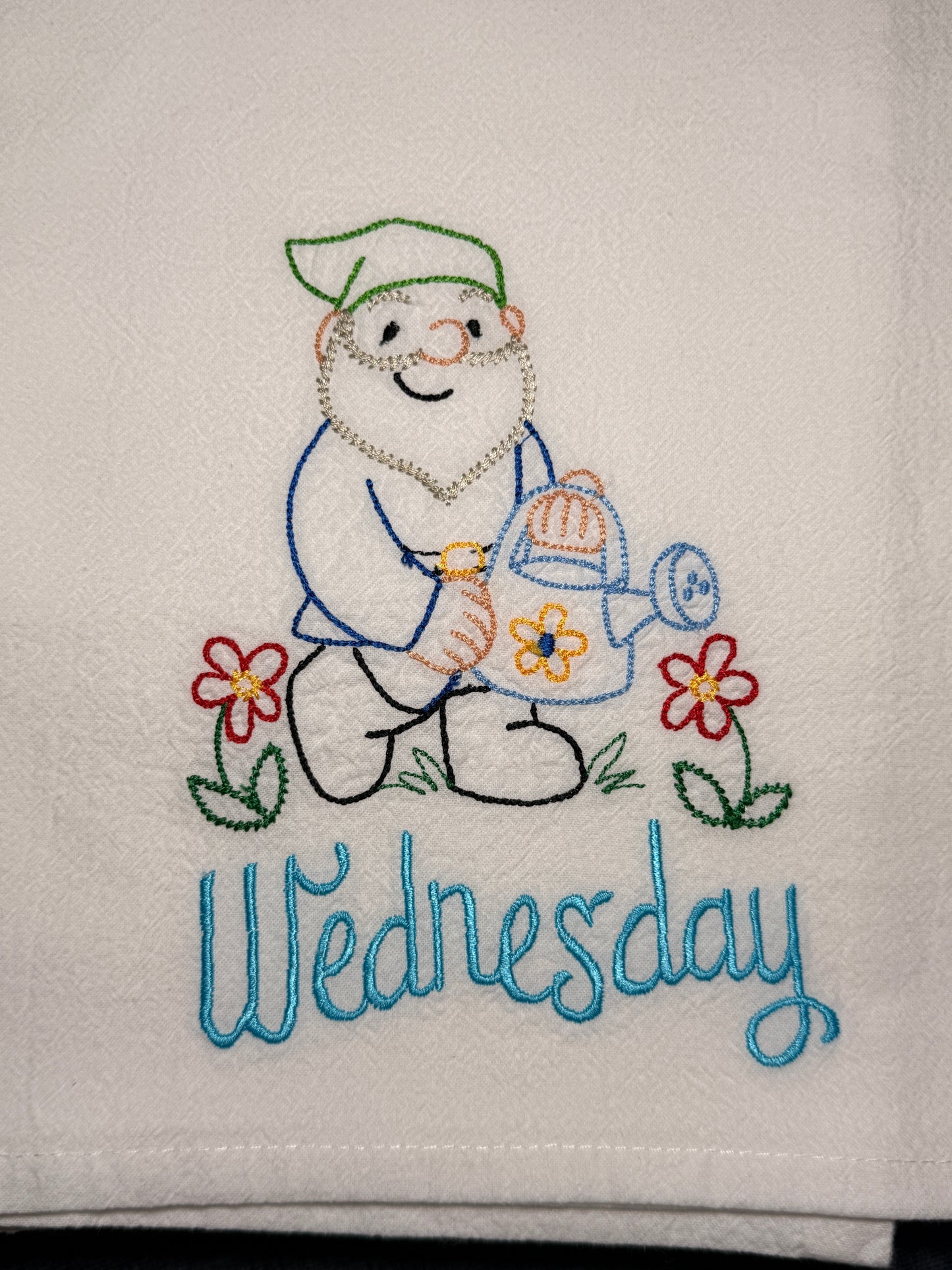 Garden Gnome Days of the Week Towel Set of 7