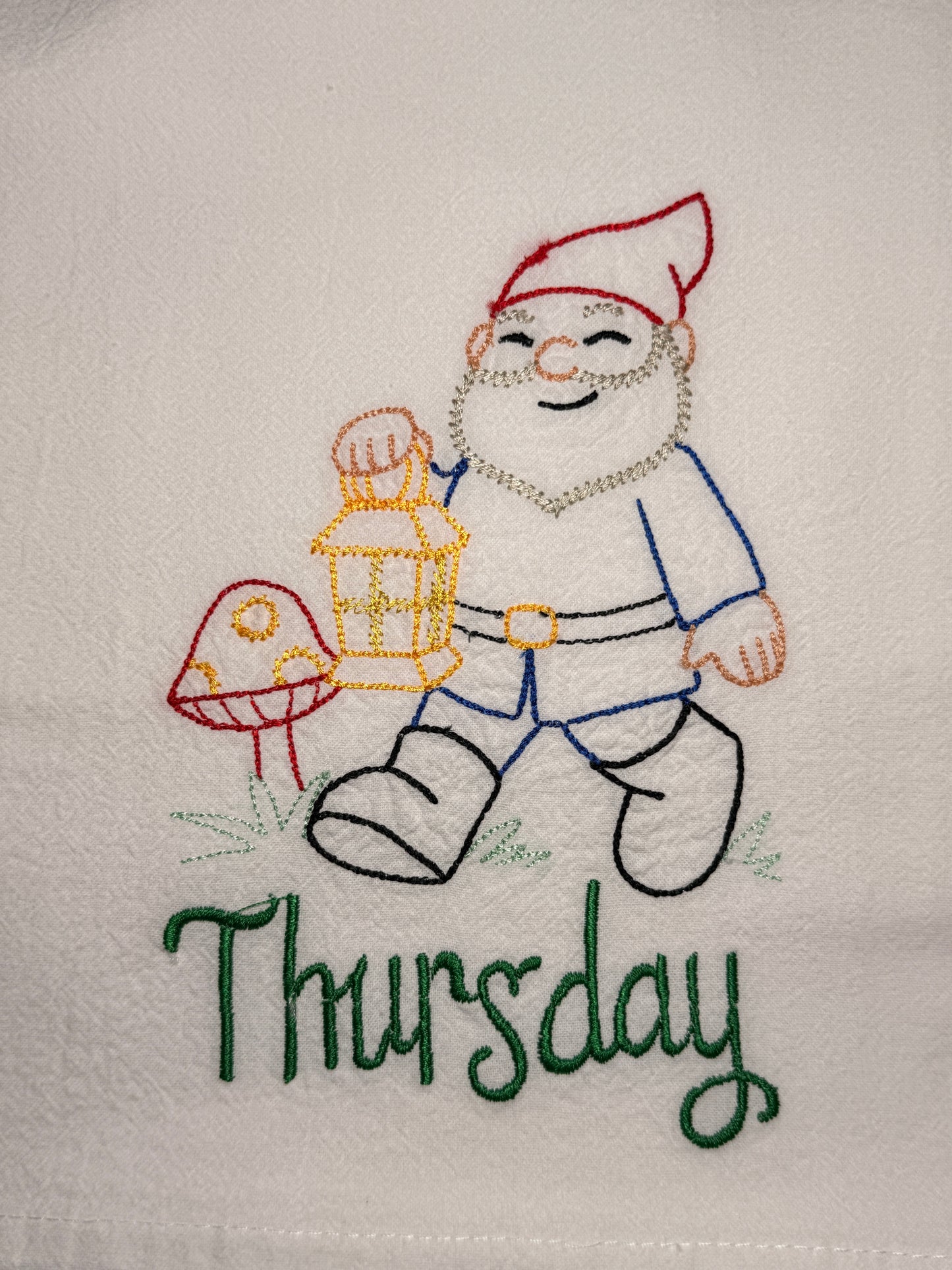 Garden Gnome Days of the Week Towel Set of 7